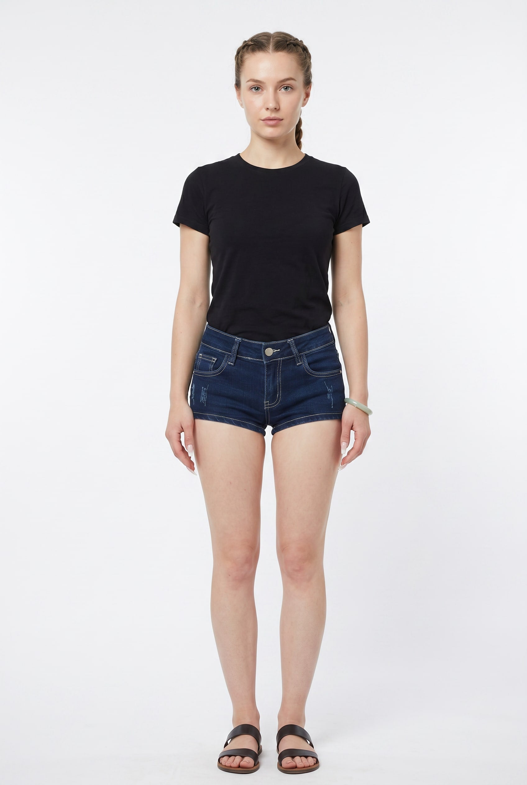 Dark Denim Distressed Mini Shorts