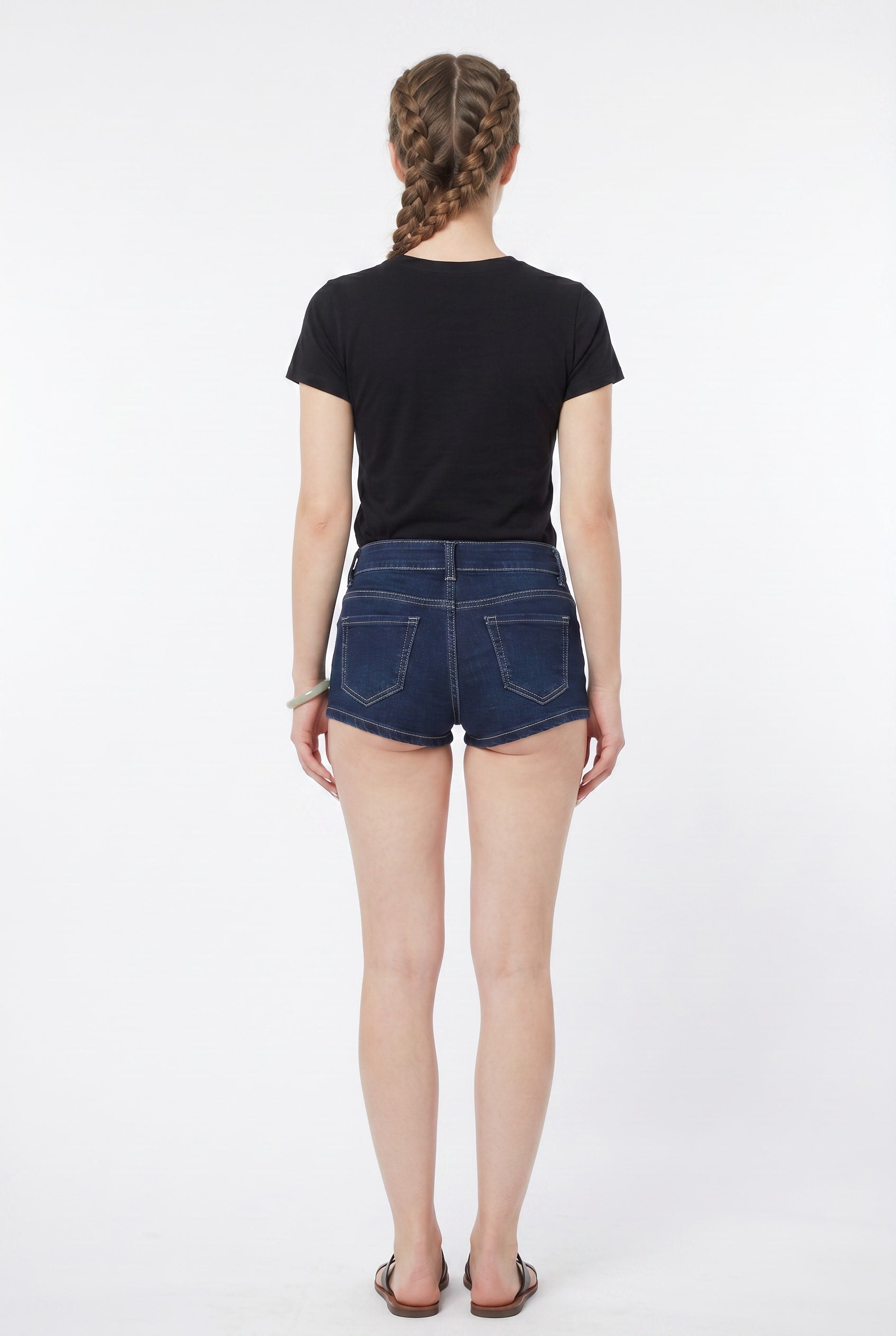 Dark Denim Distressed Mini Shorts