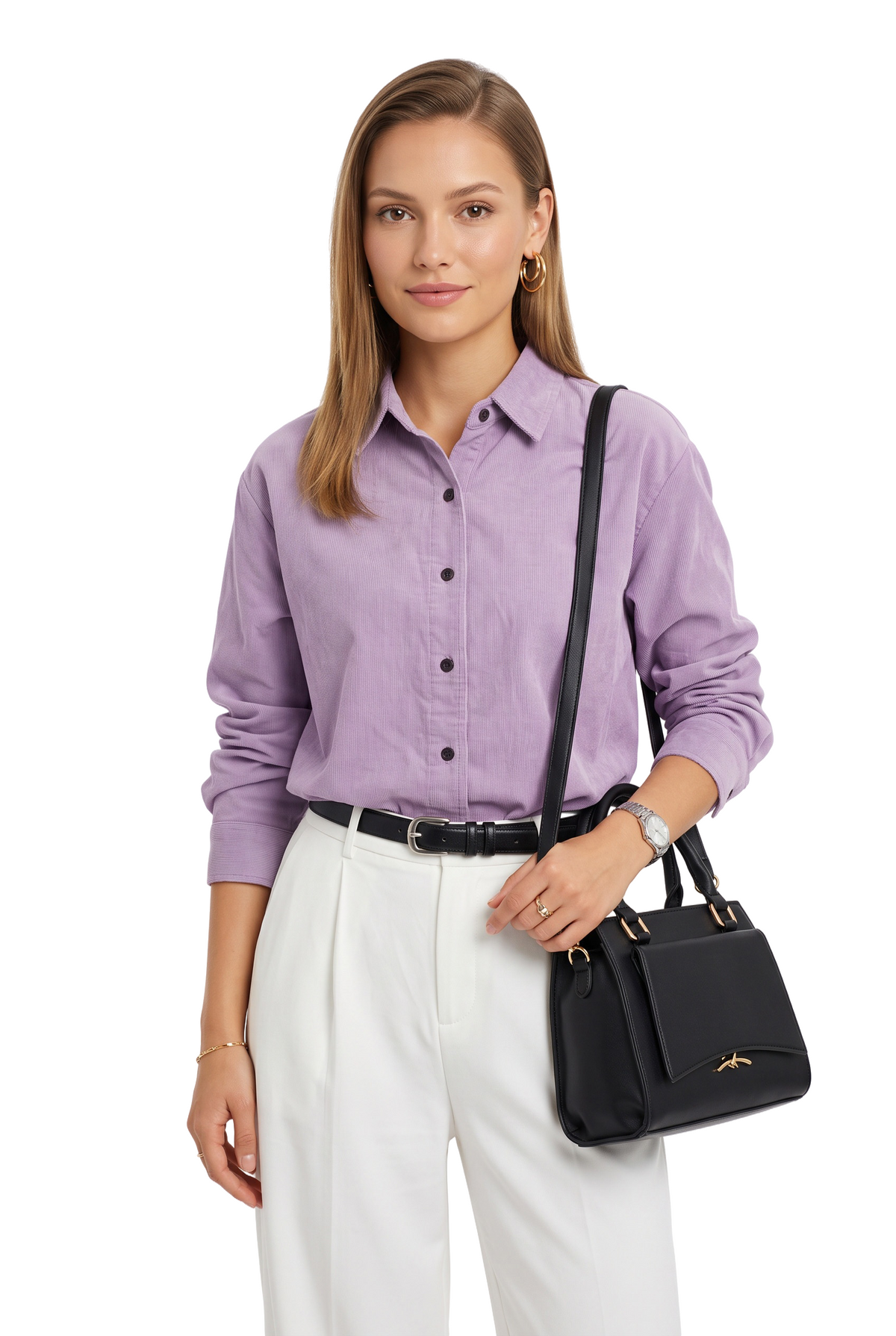 Purple Corduroy Relaxed Button Shirt