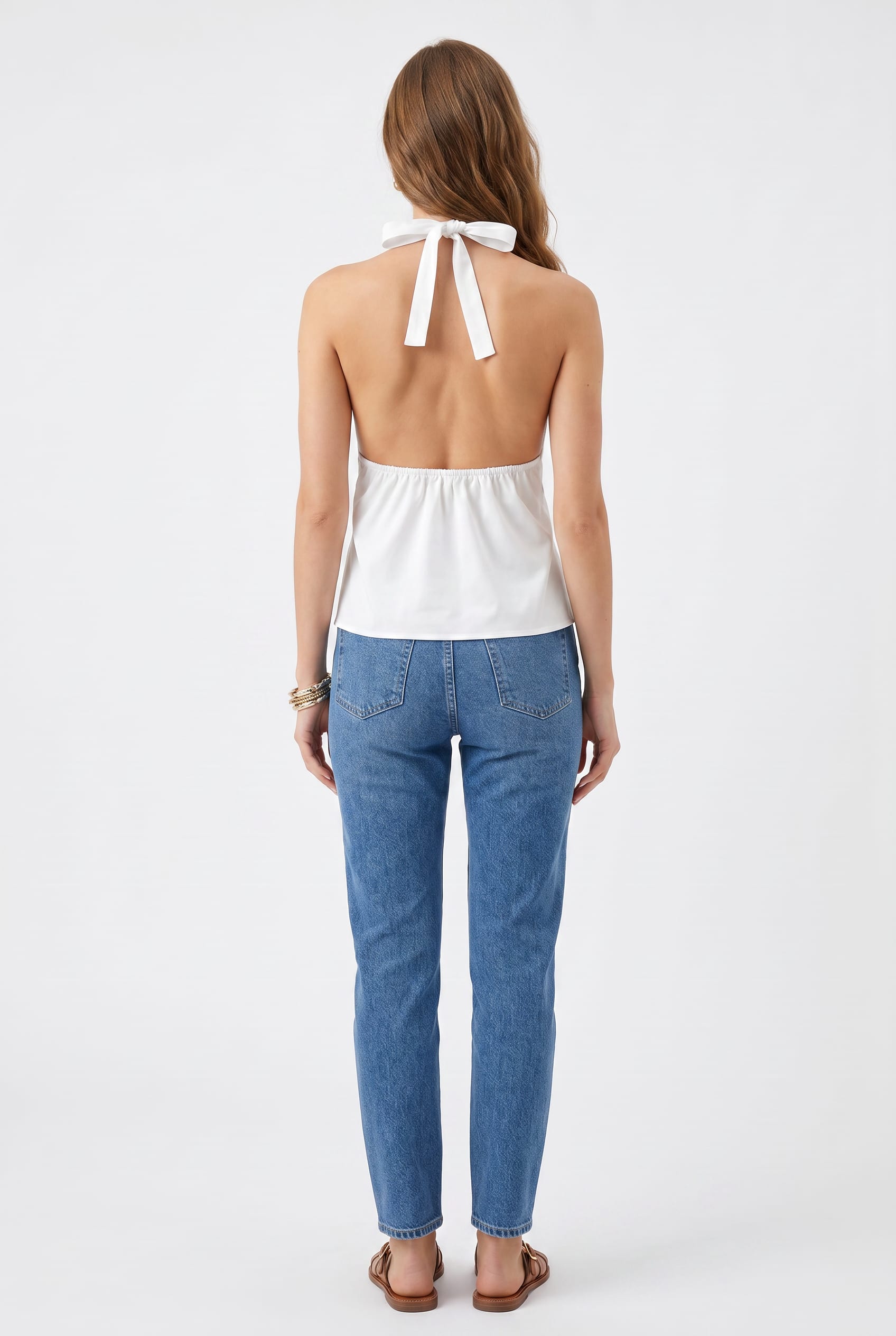 White Satin Halter Neck Top