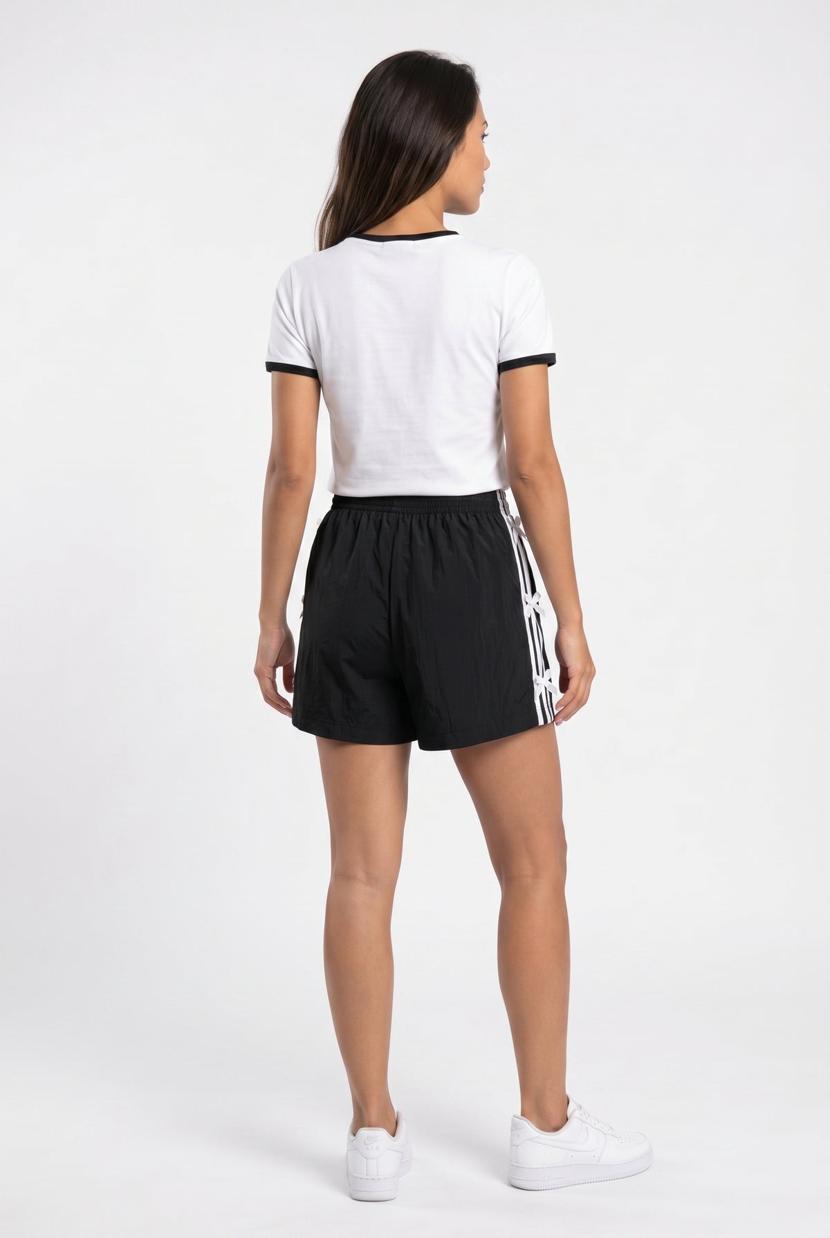 Black Active Striped Athletic Shorts