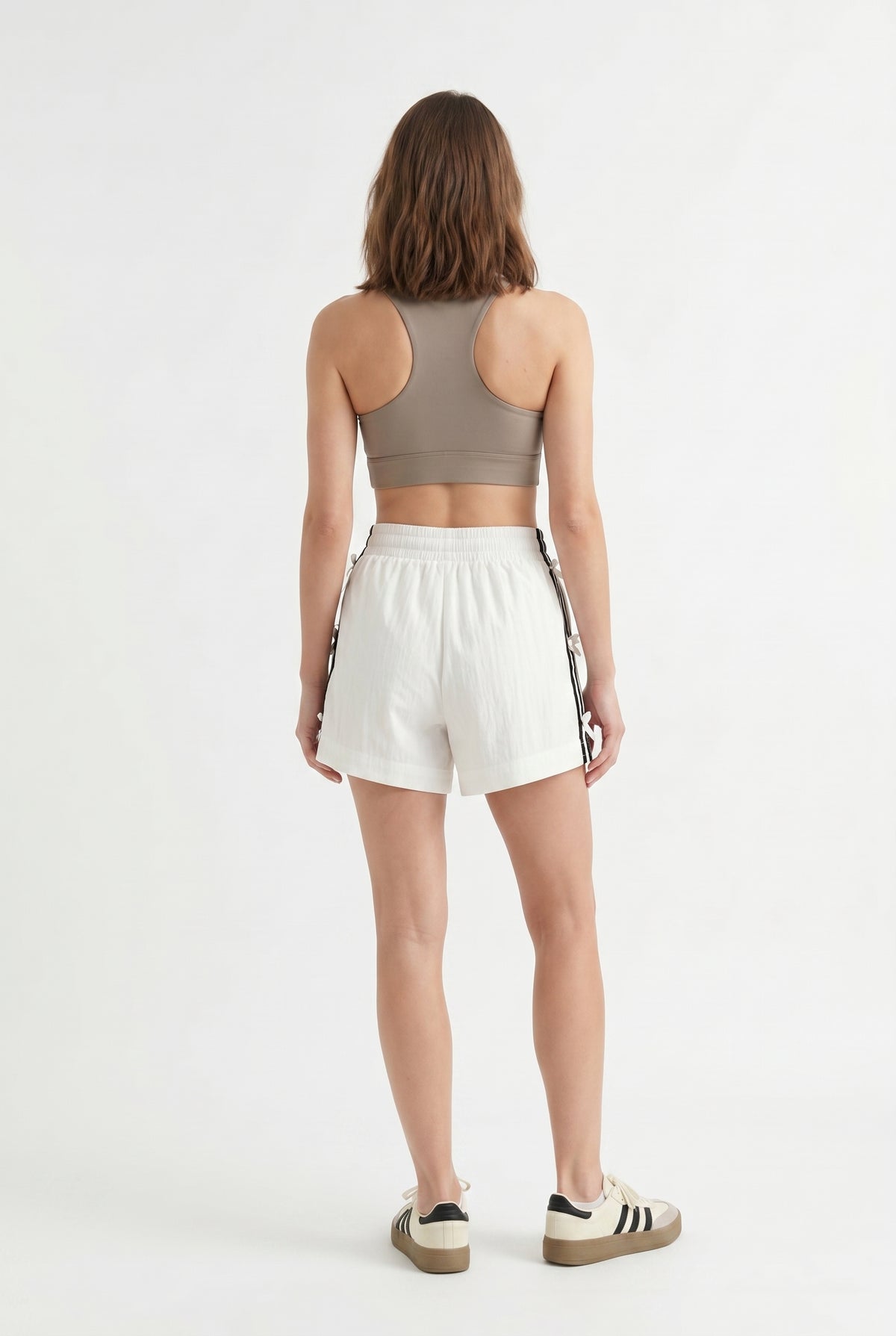 White Linen Active Striped Shorts