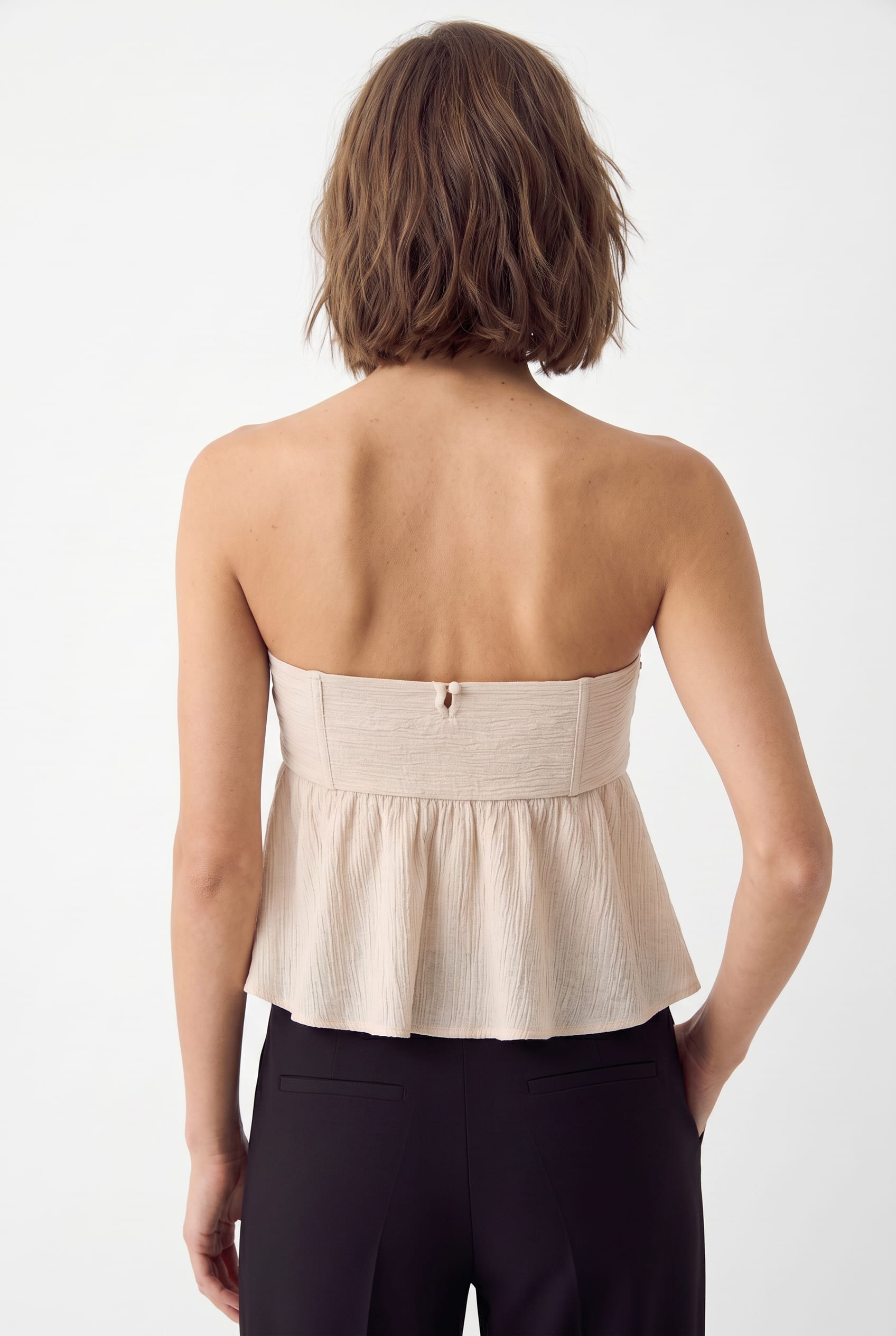 Cream Keyhole Tie Bandeau Top