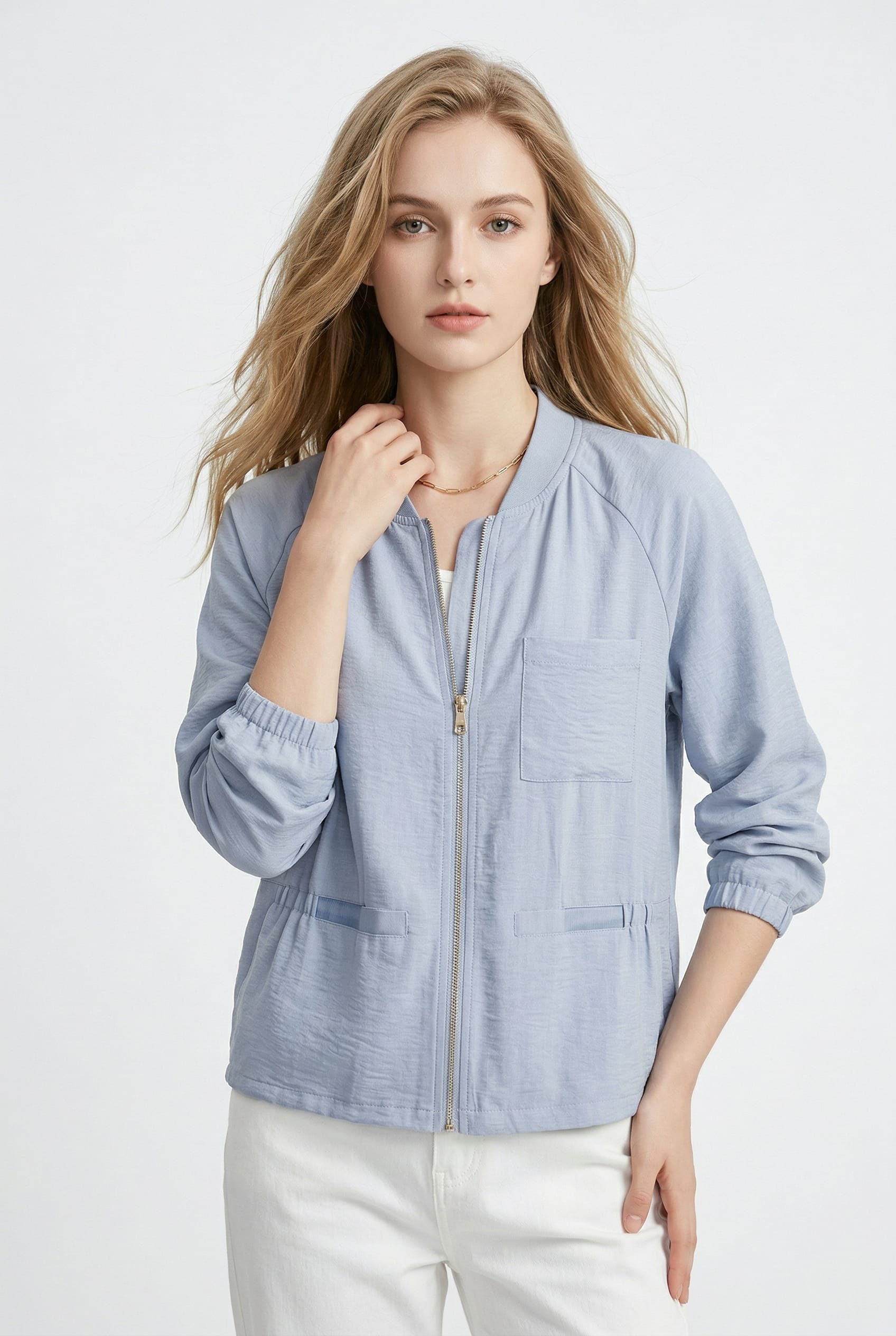 Sky Blue Bomber Jacket