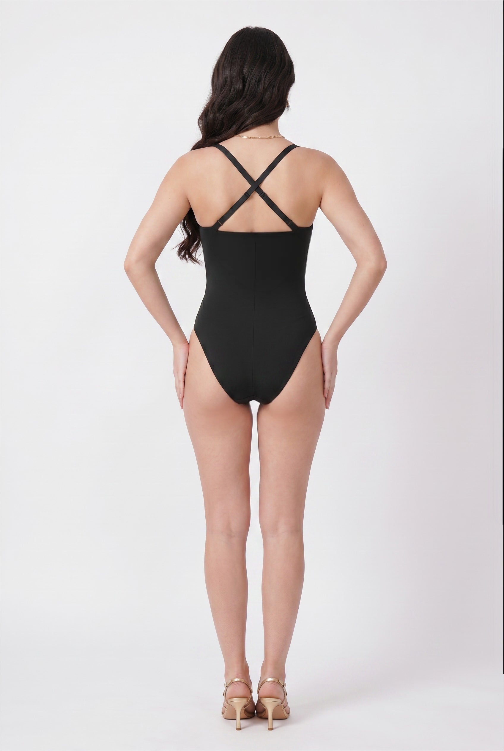 Black V-Neck Shaping Bodysuit