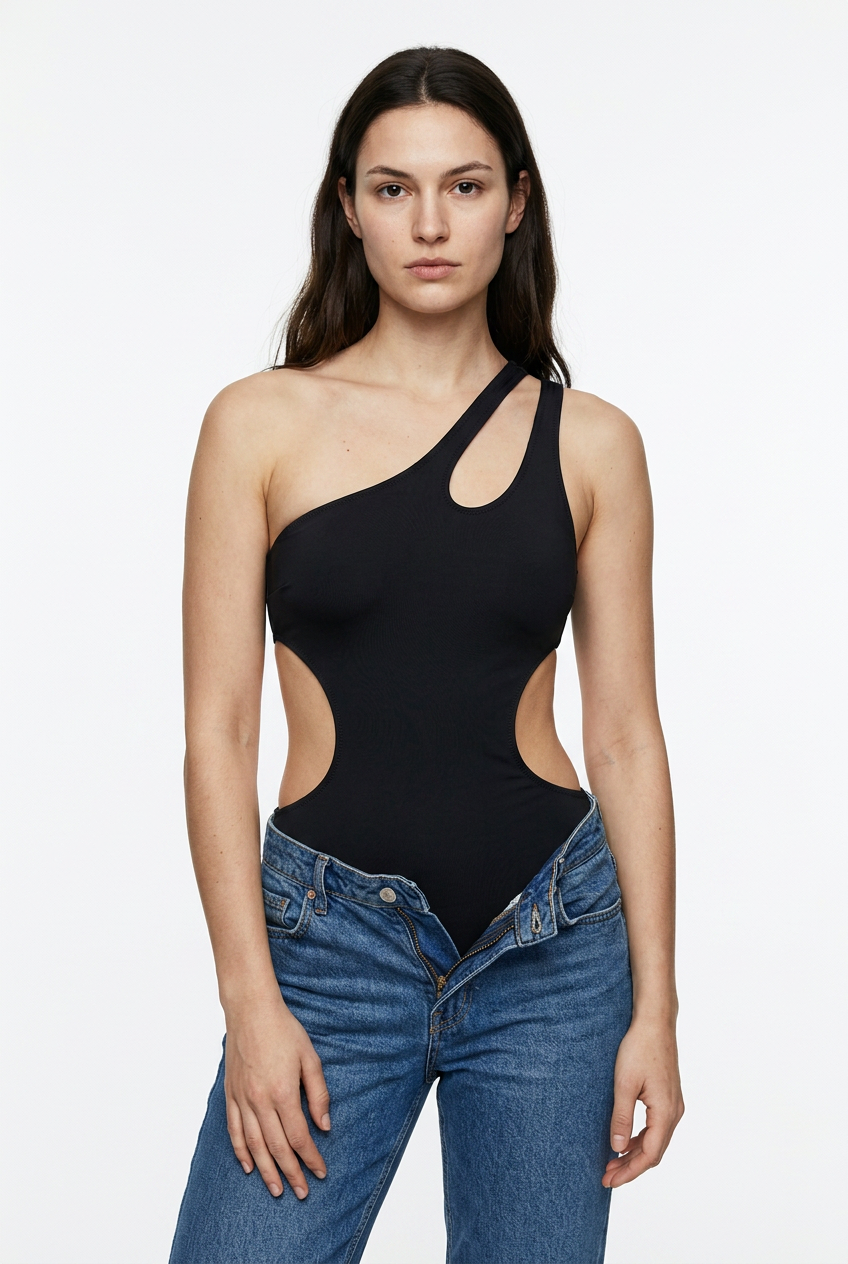 Black Cut-Out One-Piece Swimsuit
