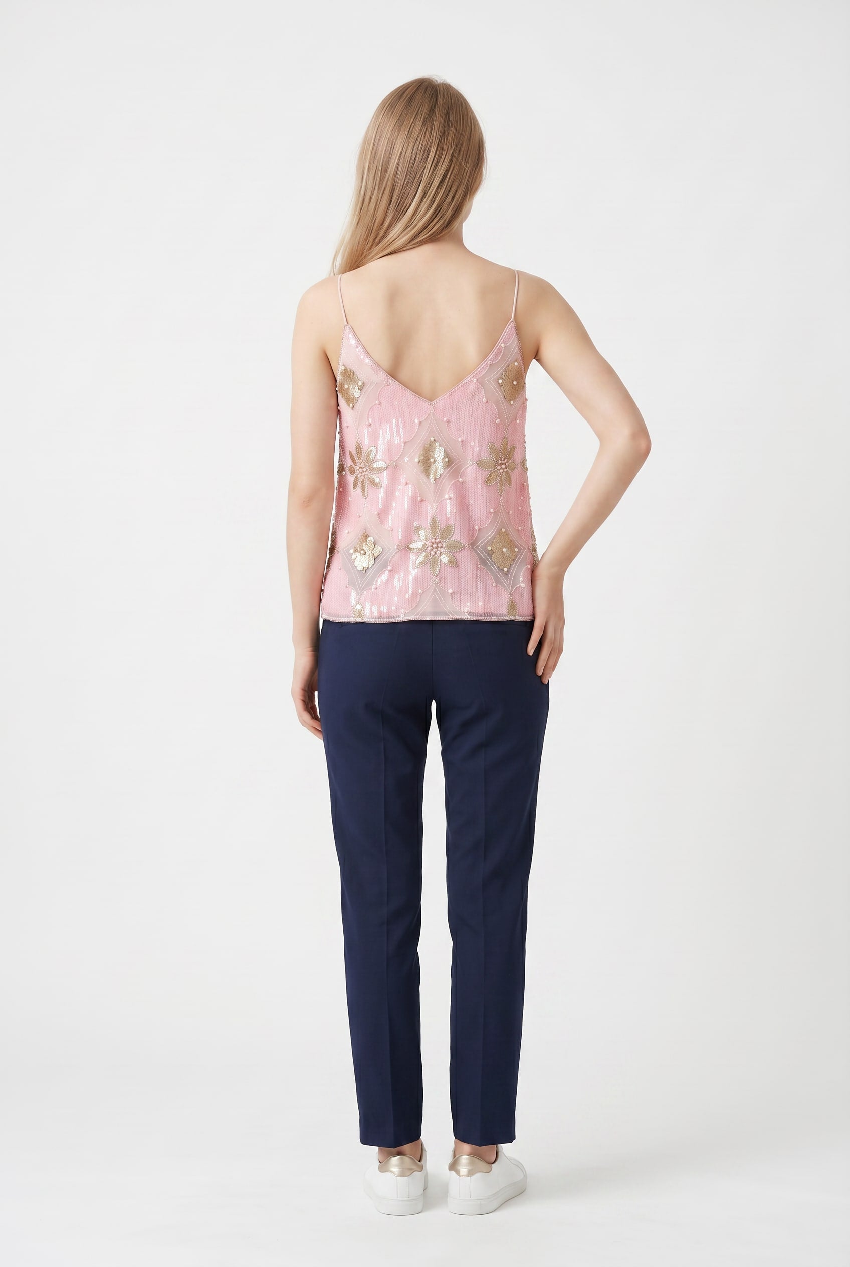 Pink Sequin Embellished Cami Top