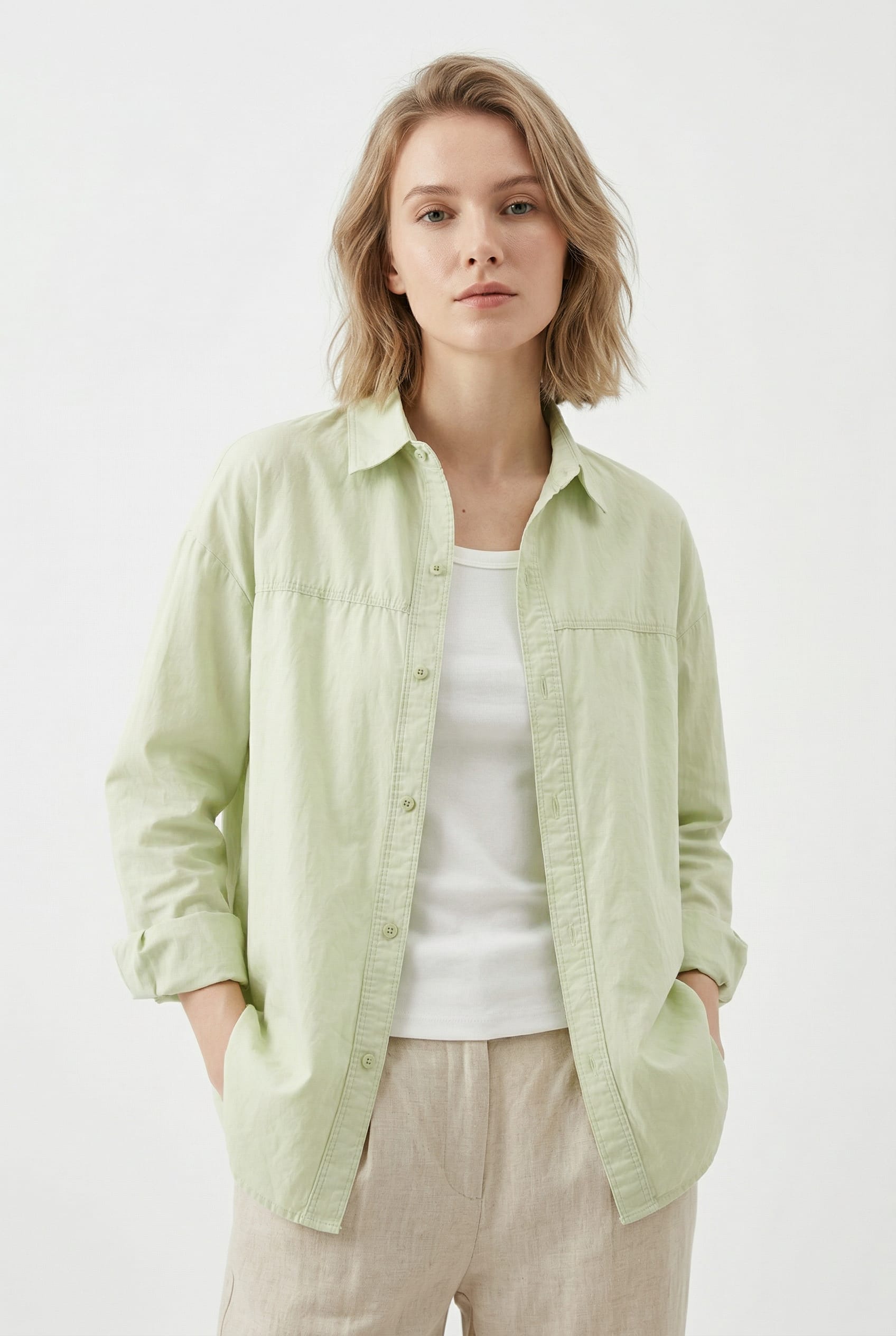 Mint Green Oversized Button Shirt