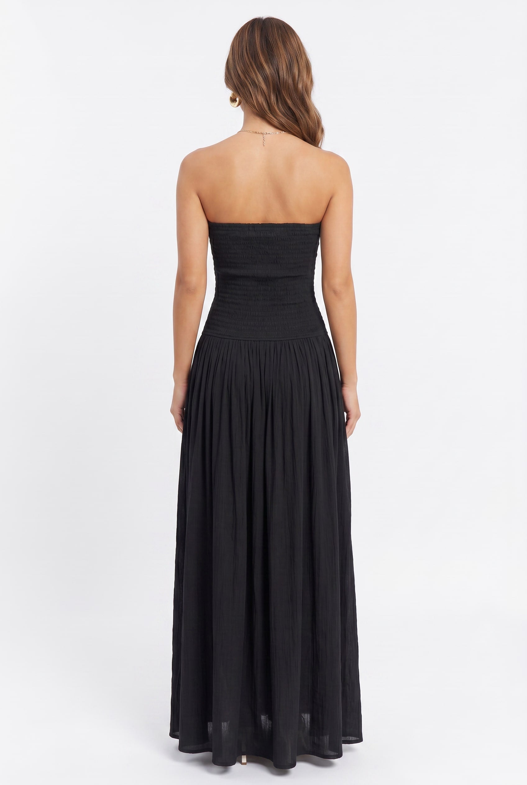 Black Strapless Maxi Dress Split Detail