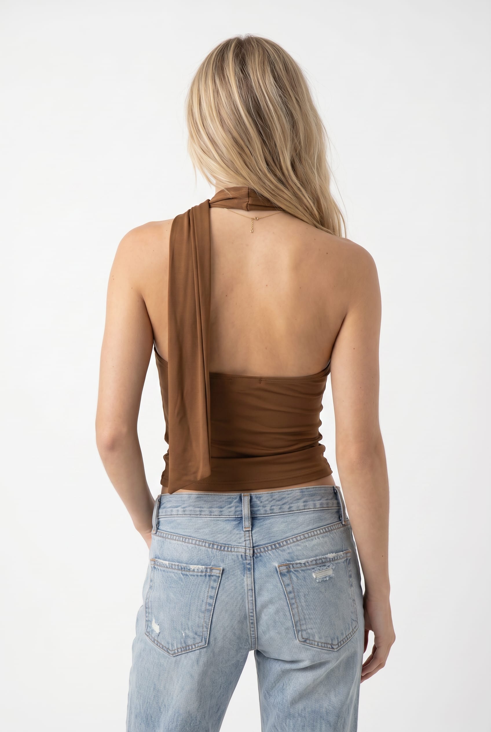 Bronze Wrap Tie Halter Top