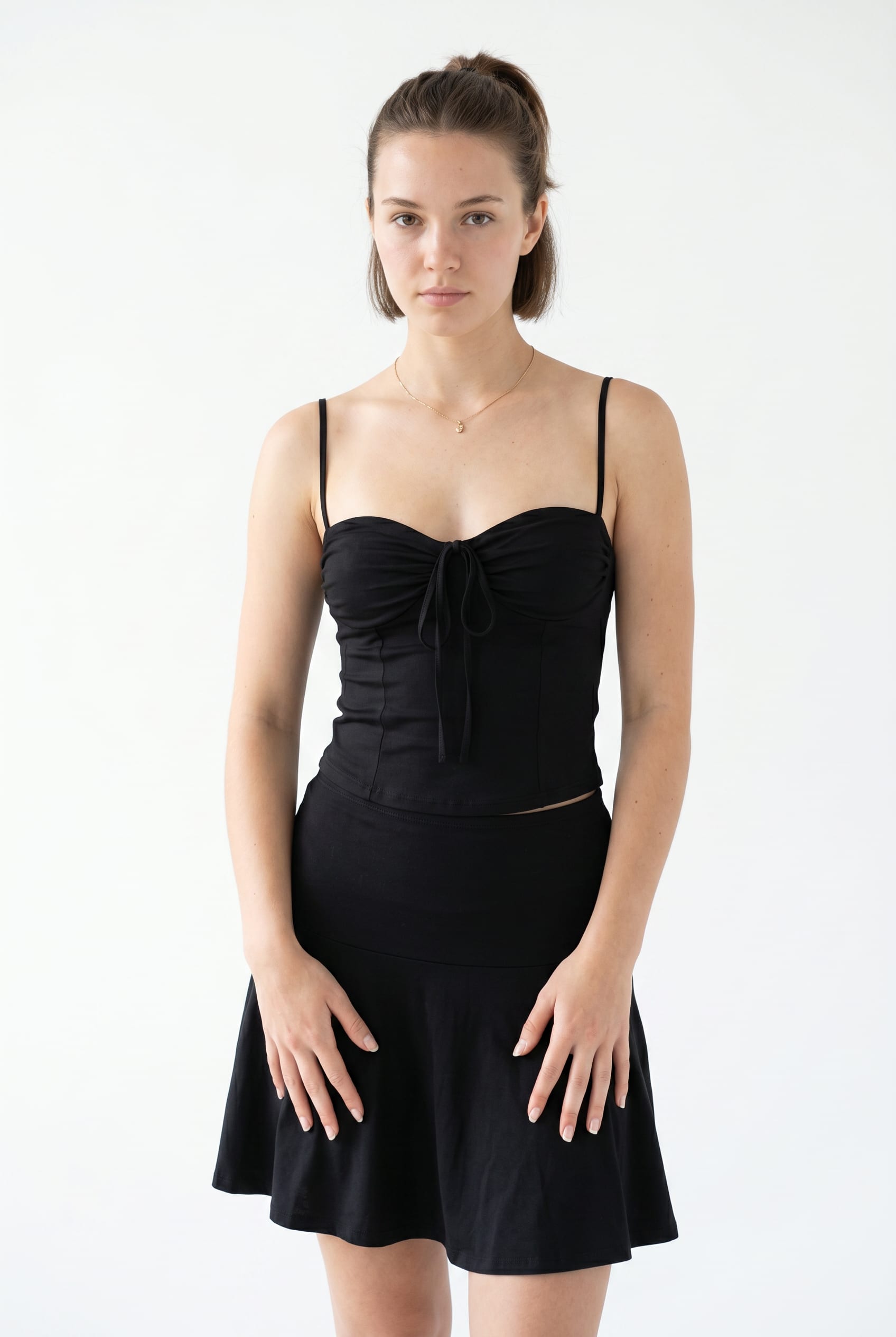 Black Corset Top Mini Skirt Set