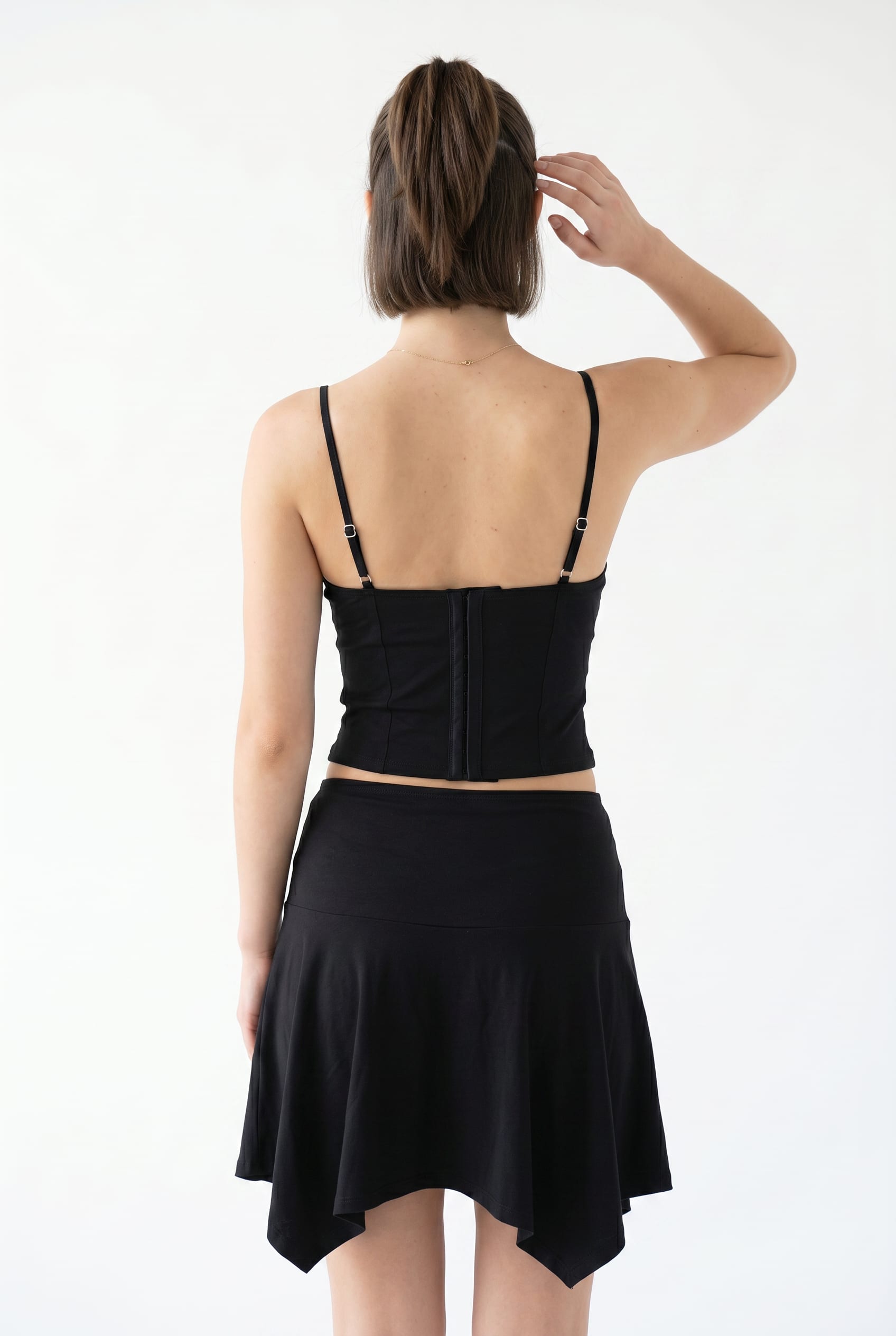Black Corset Top Mini Skirt Set