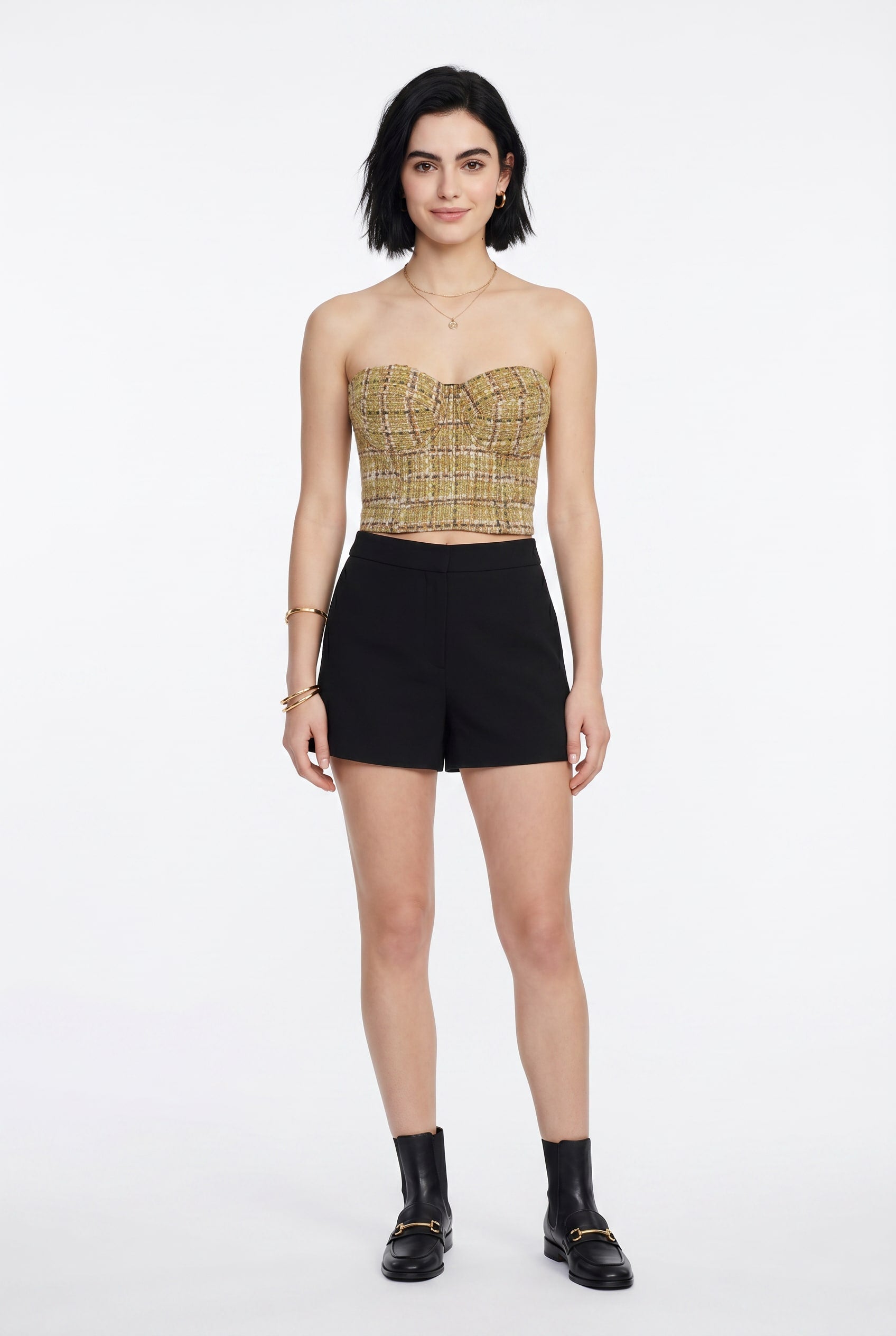 Gold Tweed Bustier Corset Top