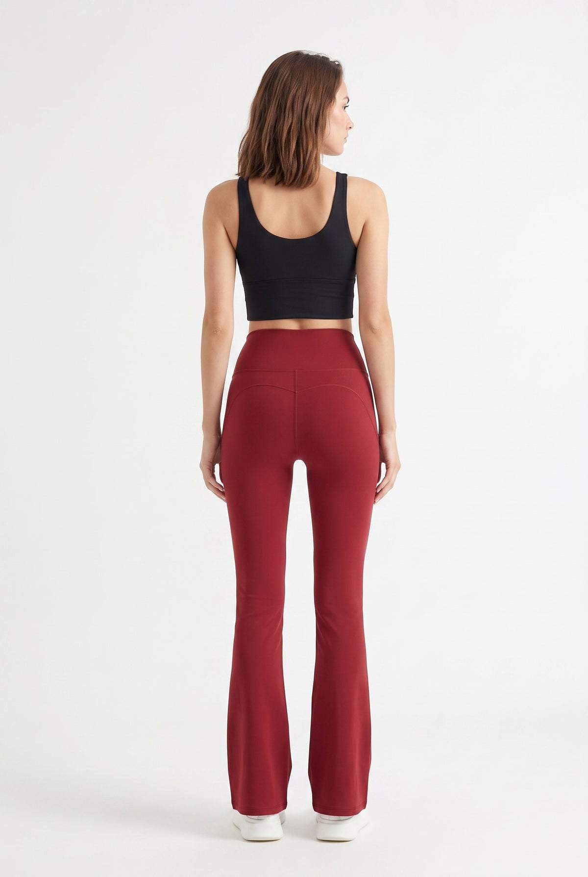 Red High-Waist Flare Leggings