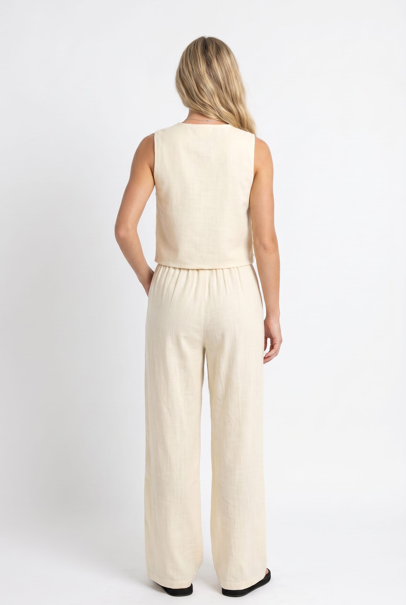 Cream Embroidered Co-ord Set Blue Details