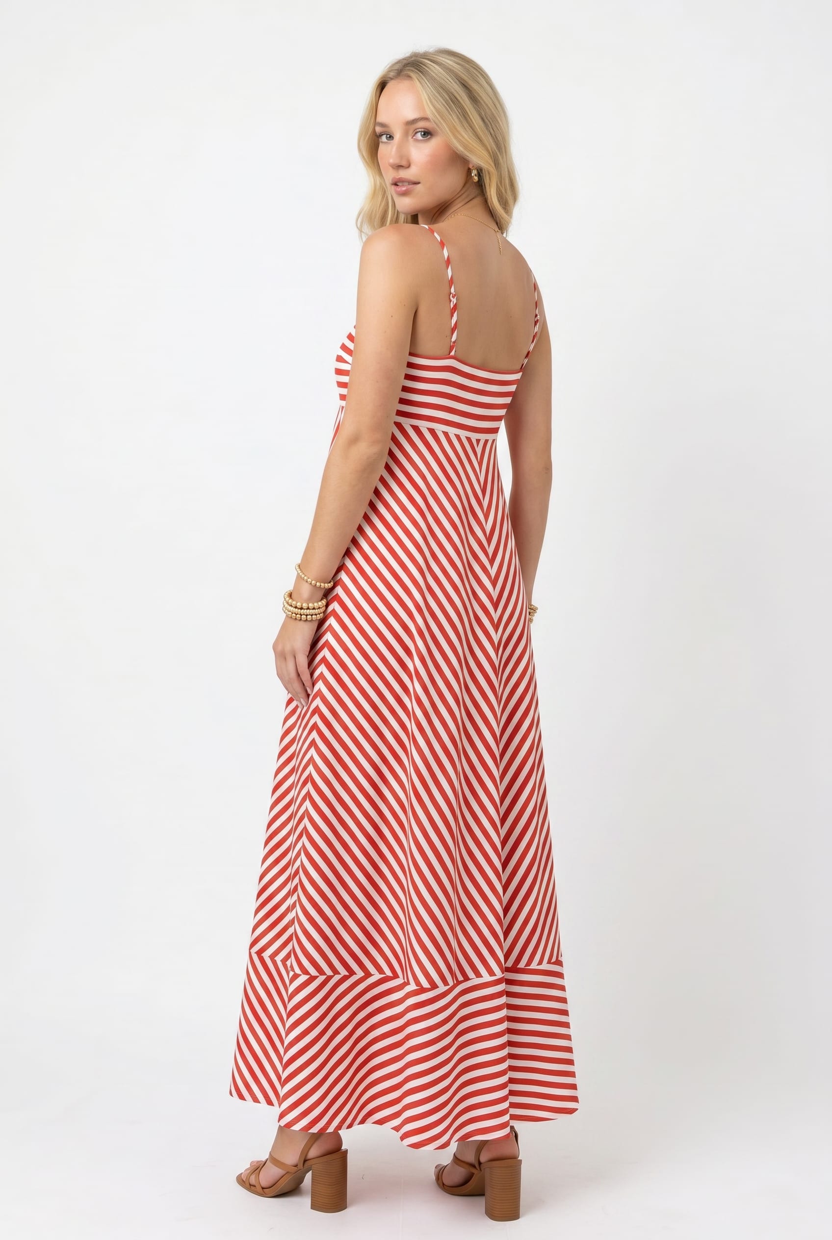 Red Striped Spaghetti Strap Maxi Dress