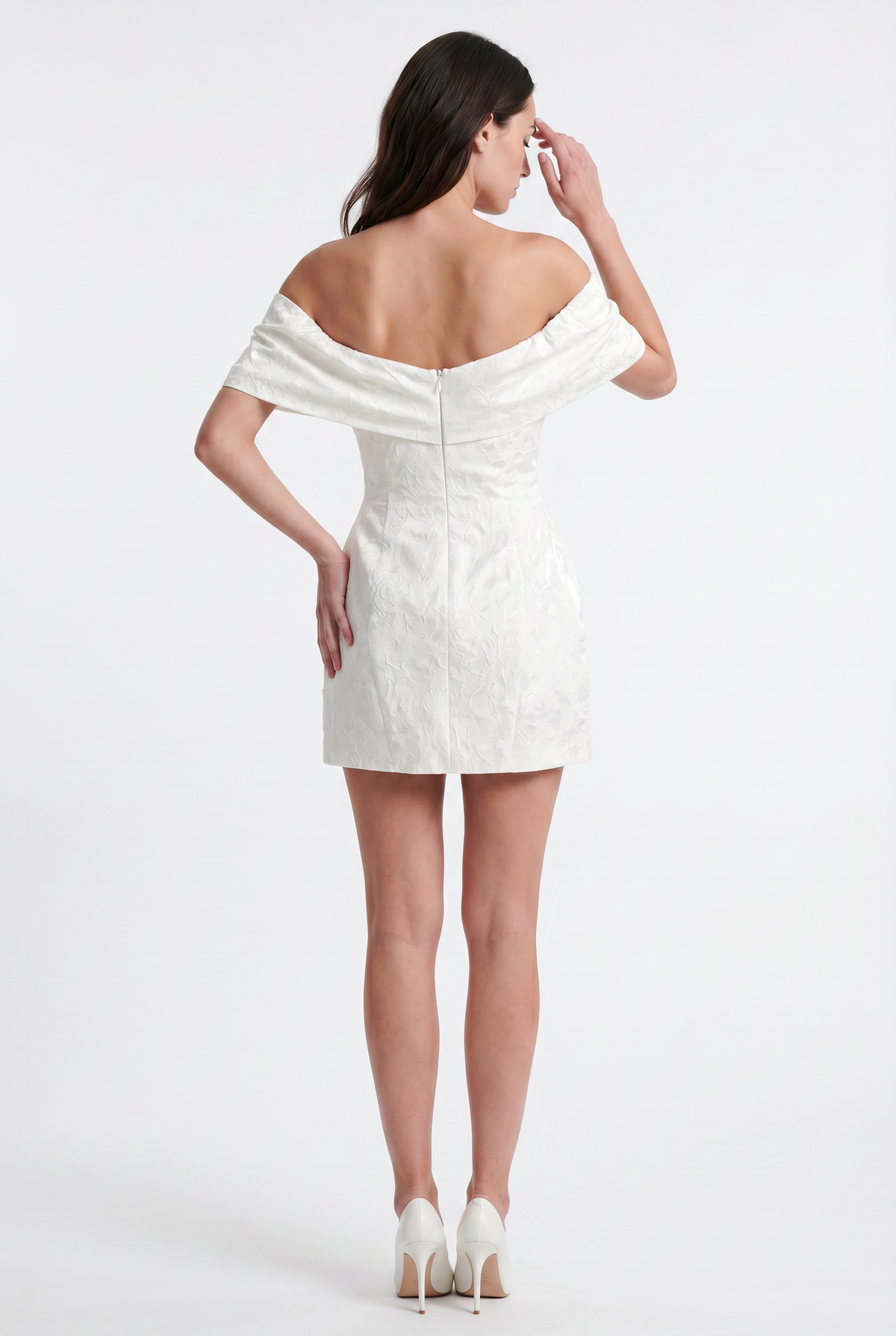 White Bow Off-Shoulder Mini Dress