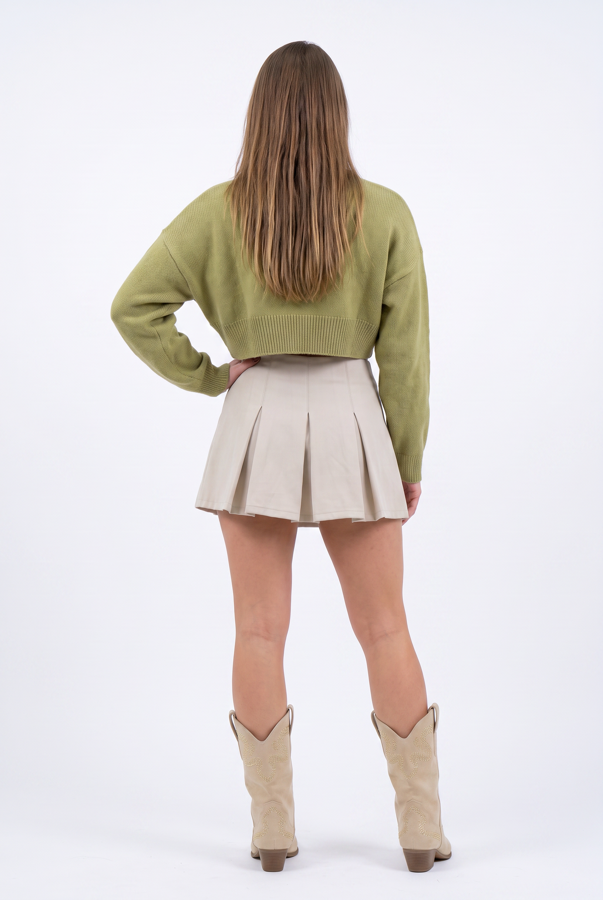 Olive Green Crop Knit Sweater