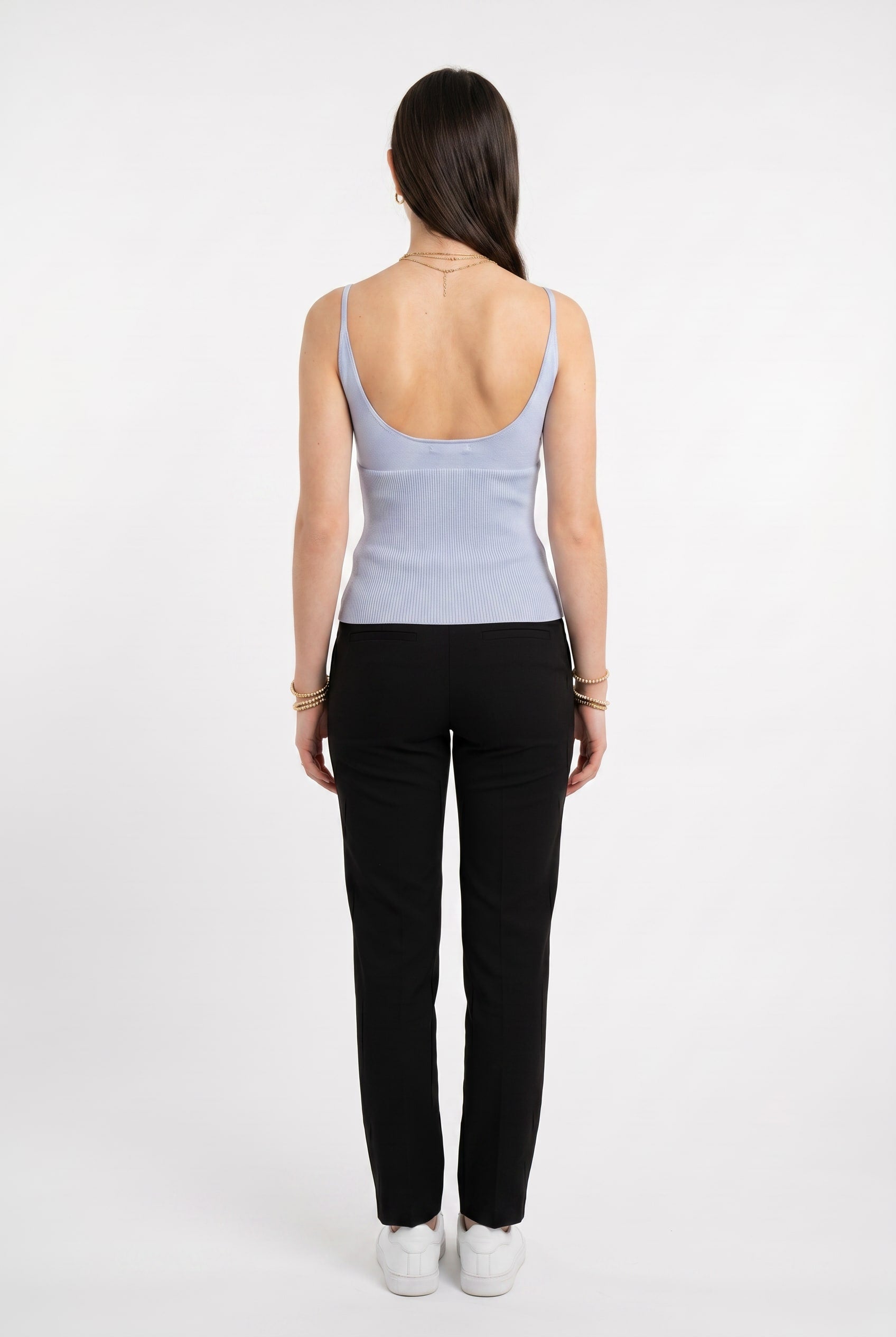 Ice Blue Ribbed V-Neck Cami