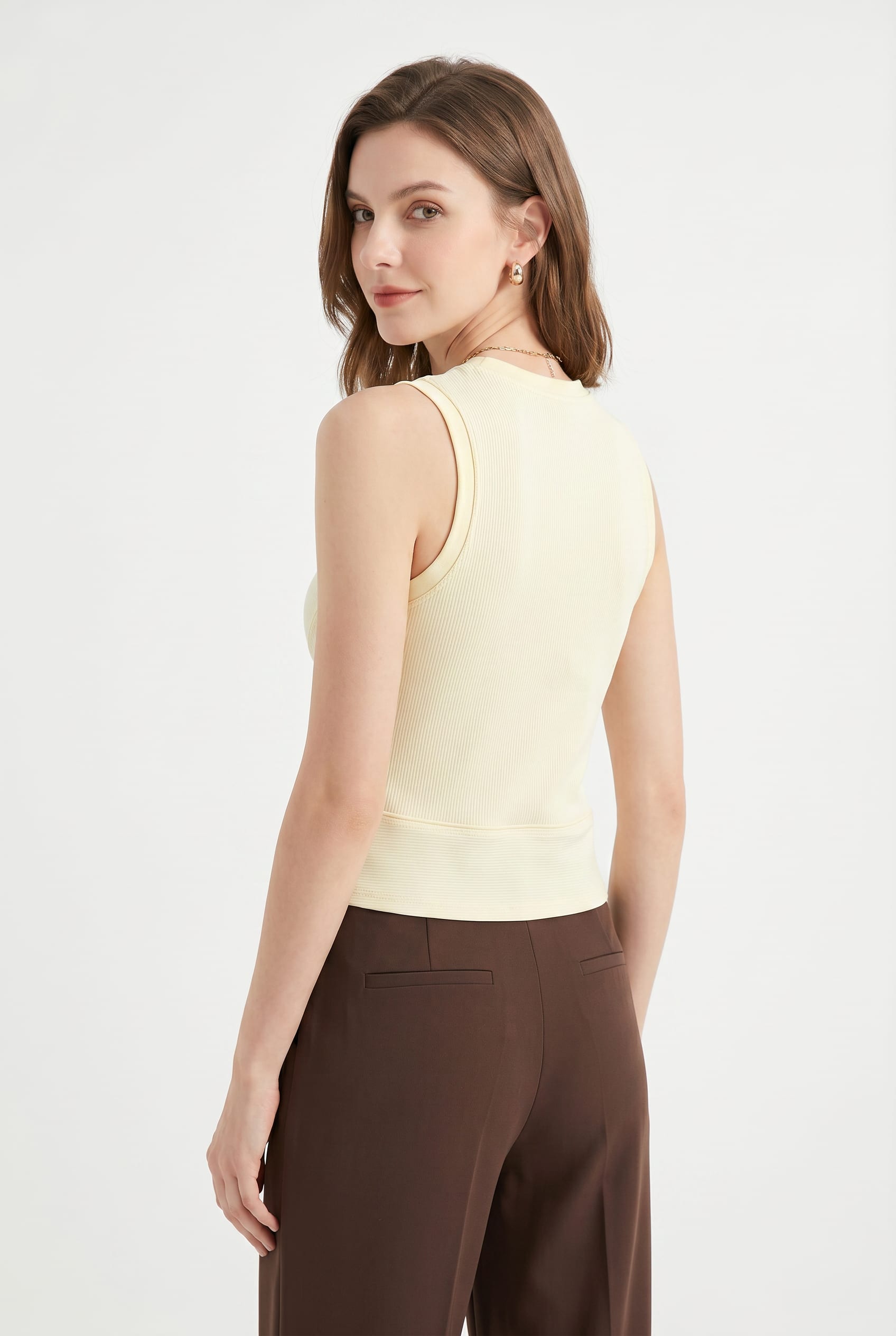 Butter Yellow Ribbed Sleeveless Knit Top
