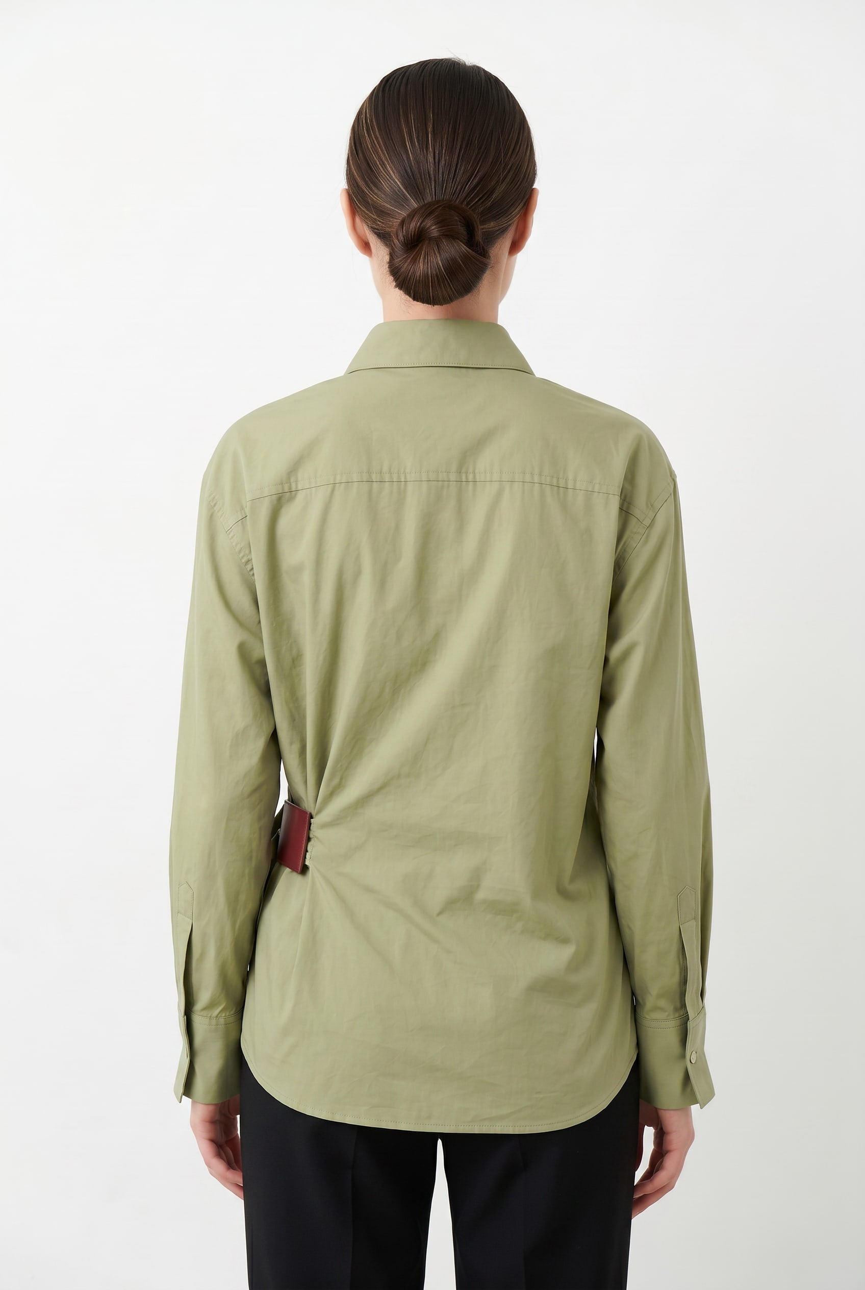 Sage Green Wrap Detail Collared Shirt