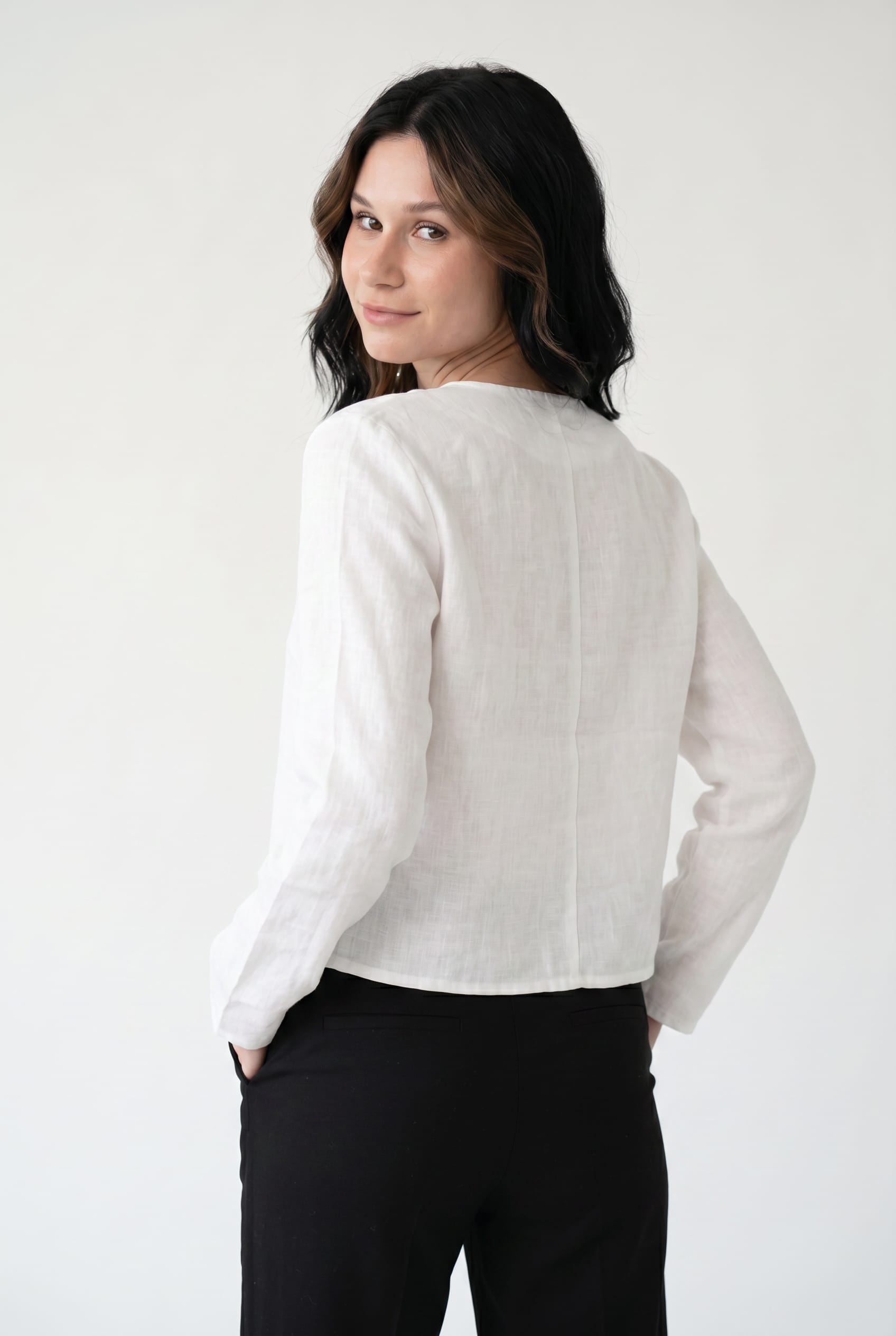 White Linen Tie-Front Blouse
