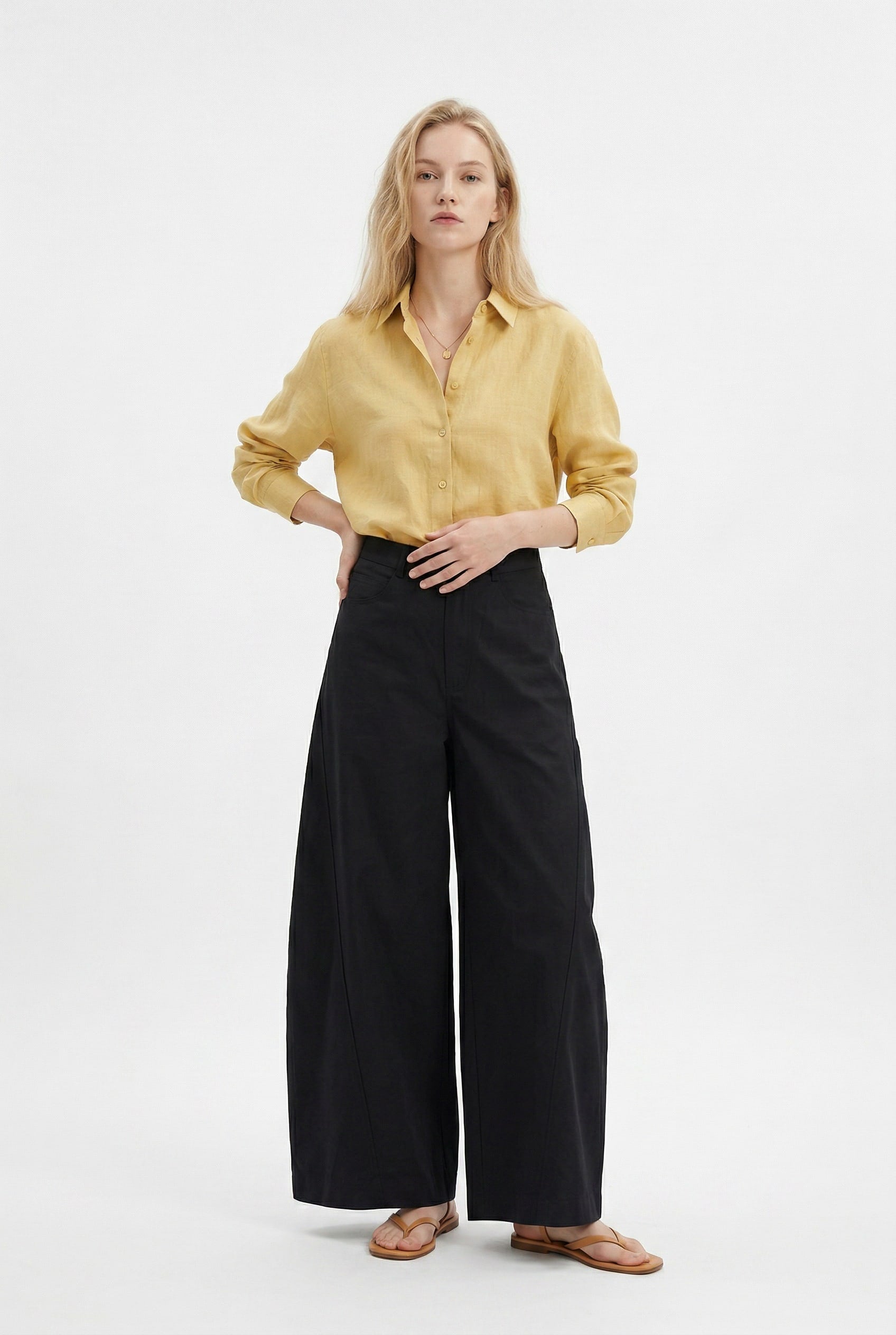 Black Wide Leg High Waist Trousers
