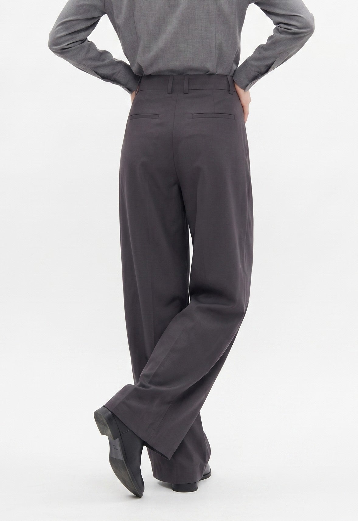 Charcoal Wide Leg Tailored Trousers
