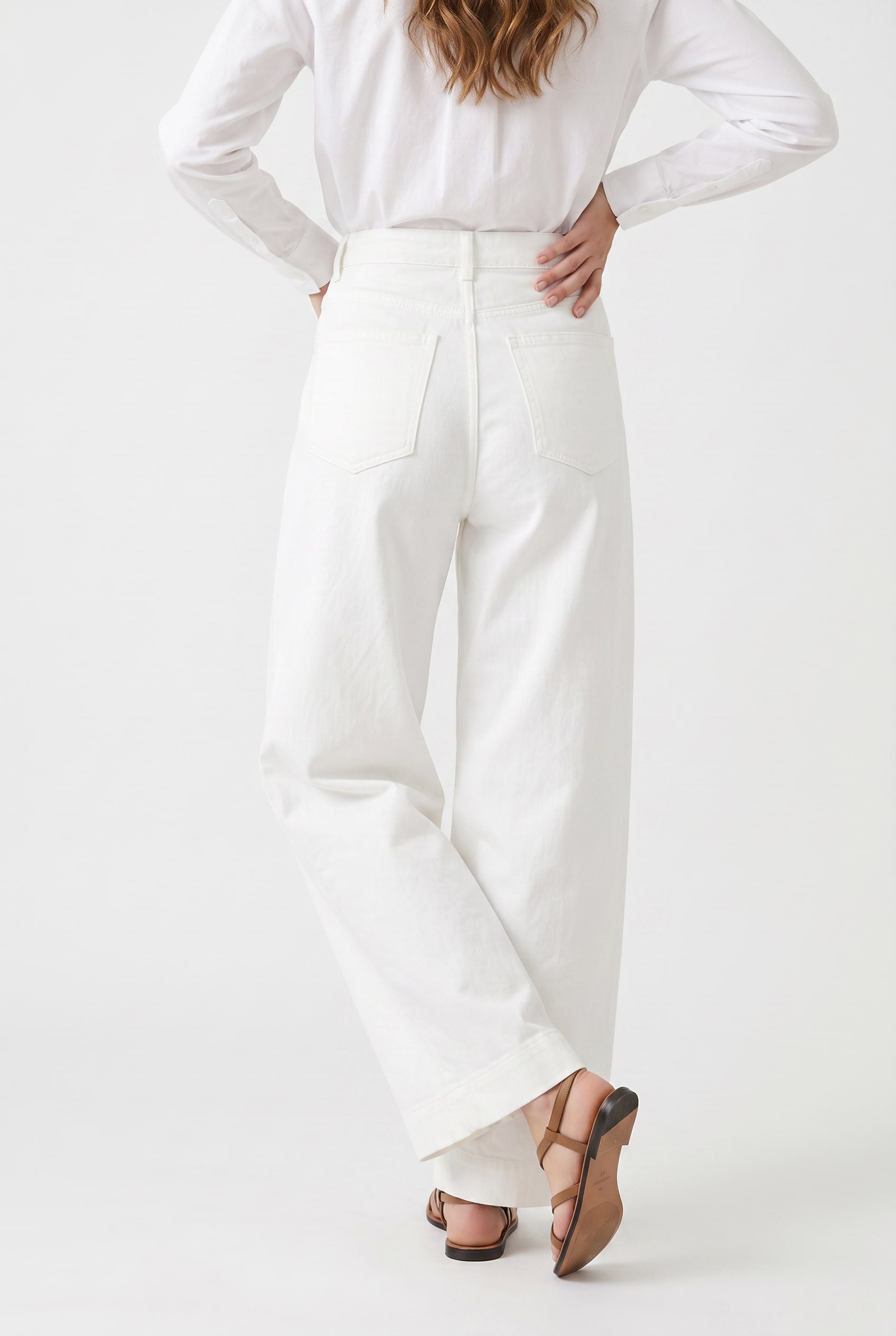 White Wide-Leg High-Waist Pants