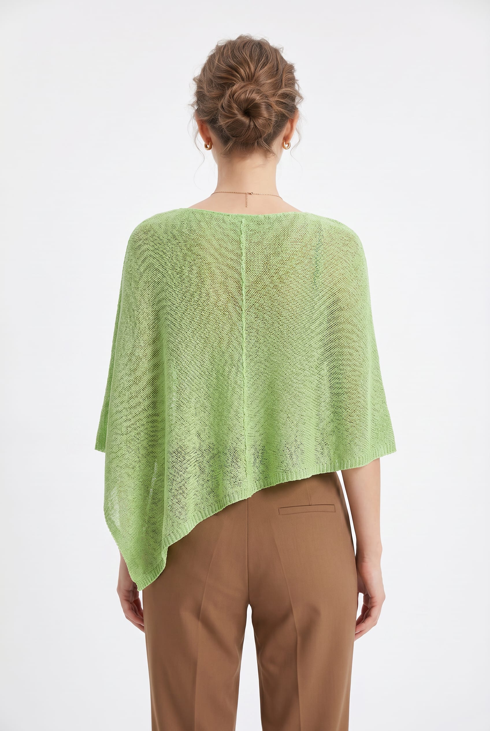 Lime Green Asymmetric Knit Poncho