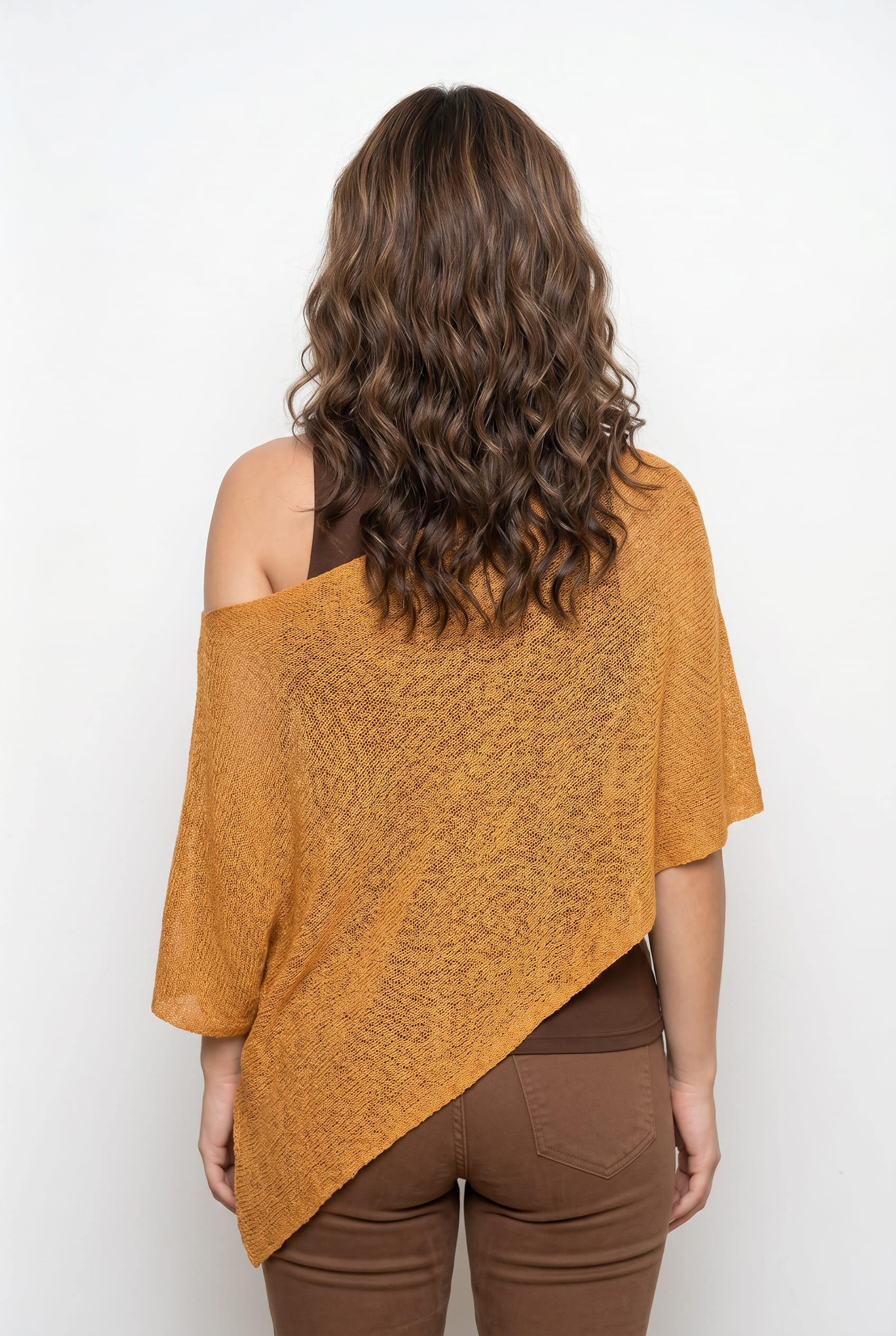 Mustard Asymmetric Off-Shoulder Knit Top