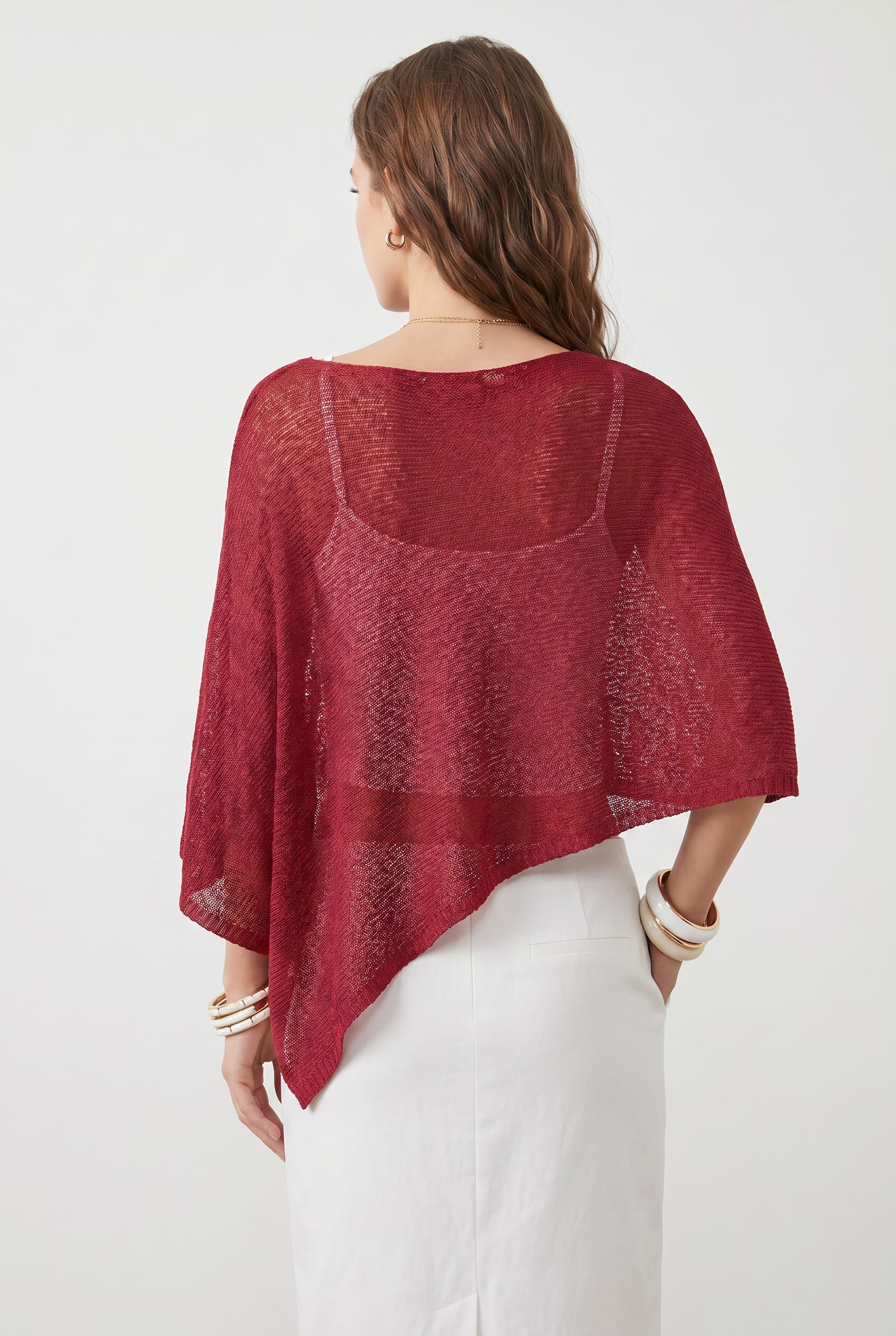 Burgundy Asymmetric Knit Cape Top