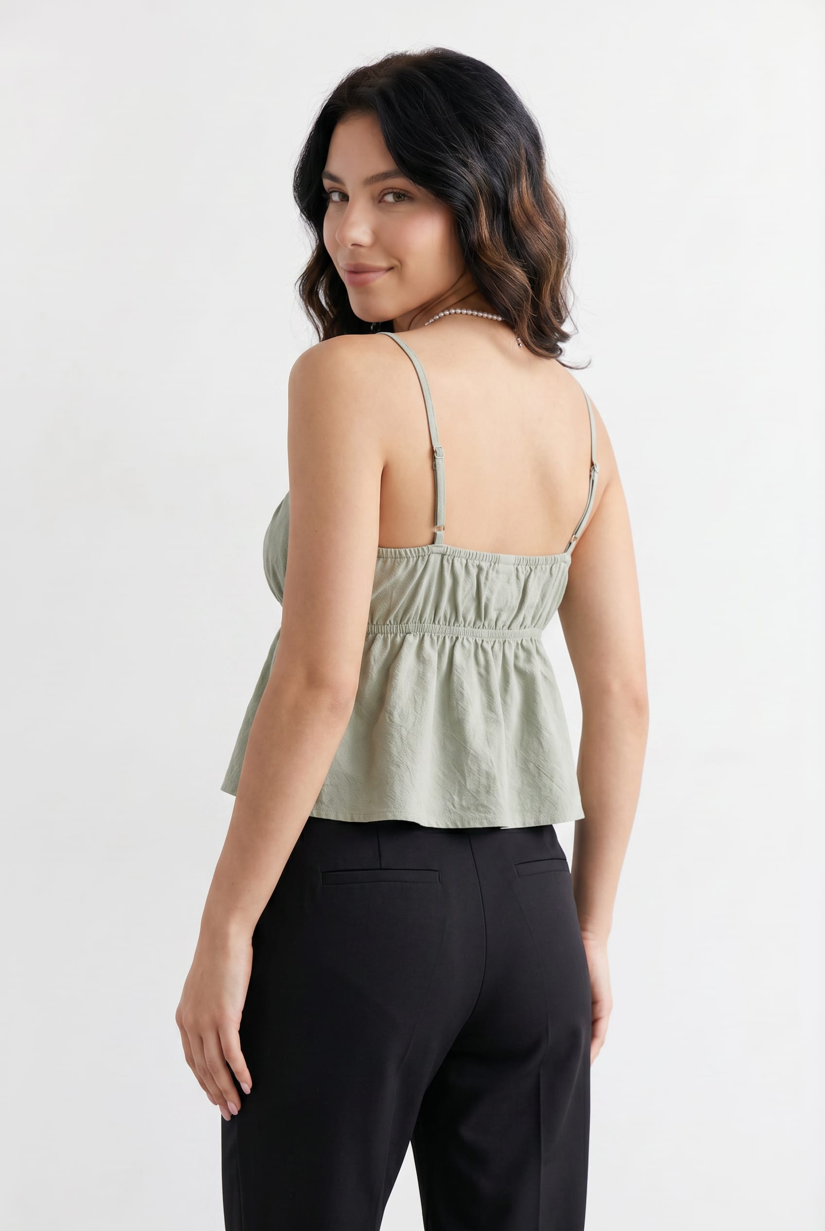 Sage Green Peplum Cami Top