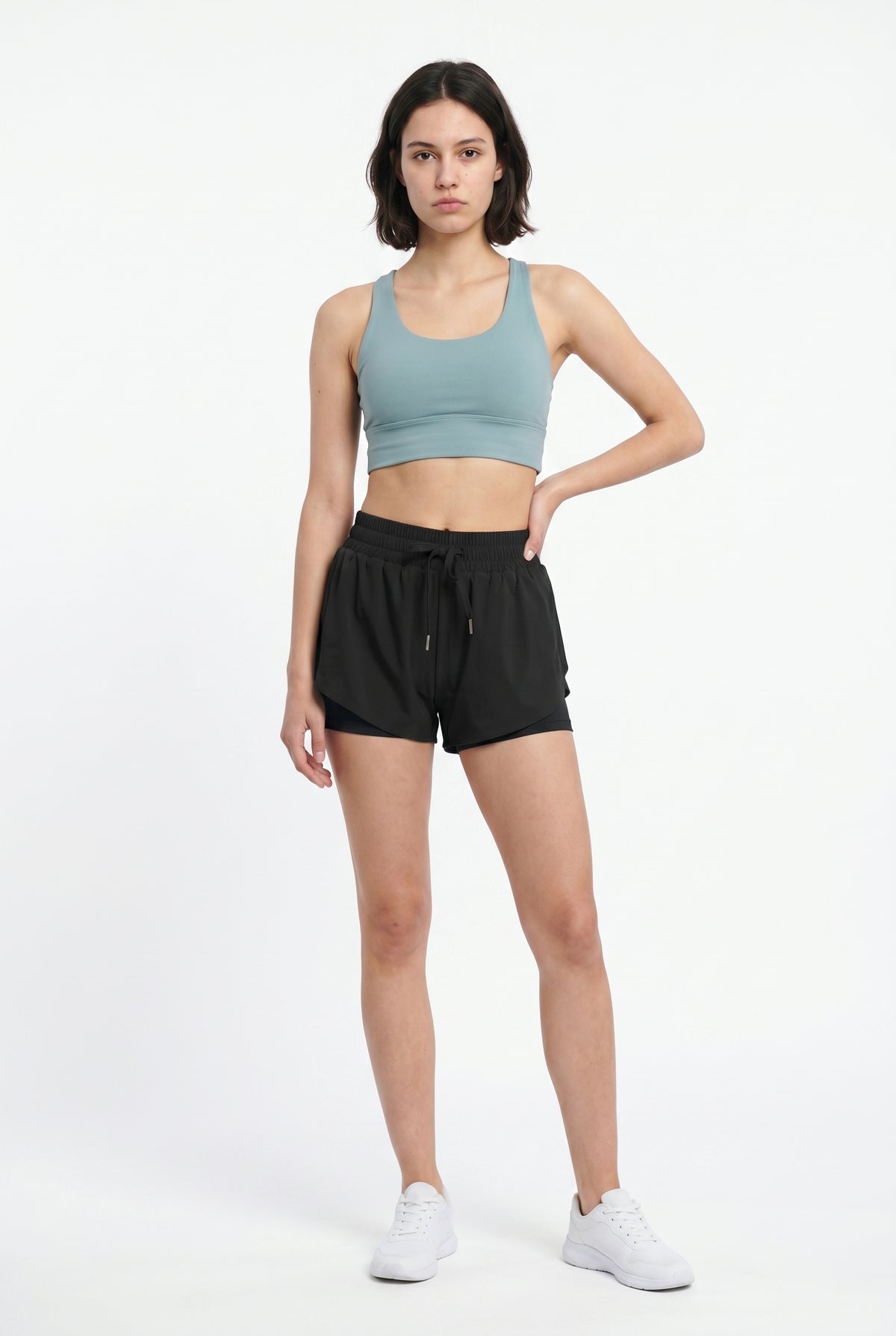 Black Nylon Women Running Shorts
