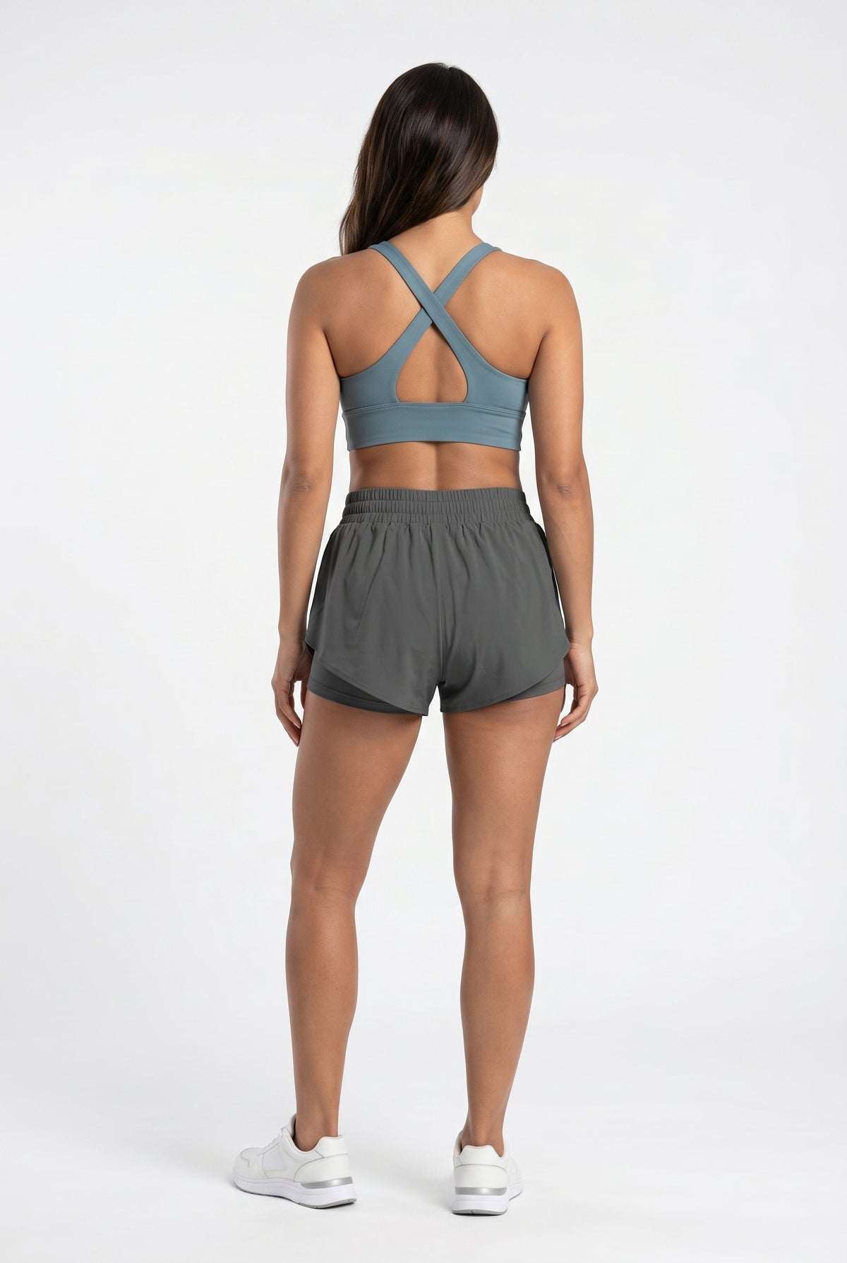 Gray Nylon Women Running Shorts