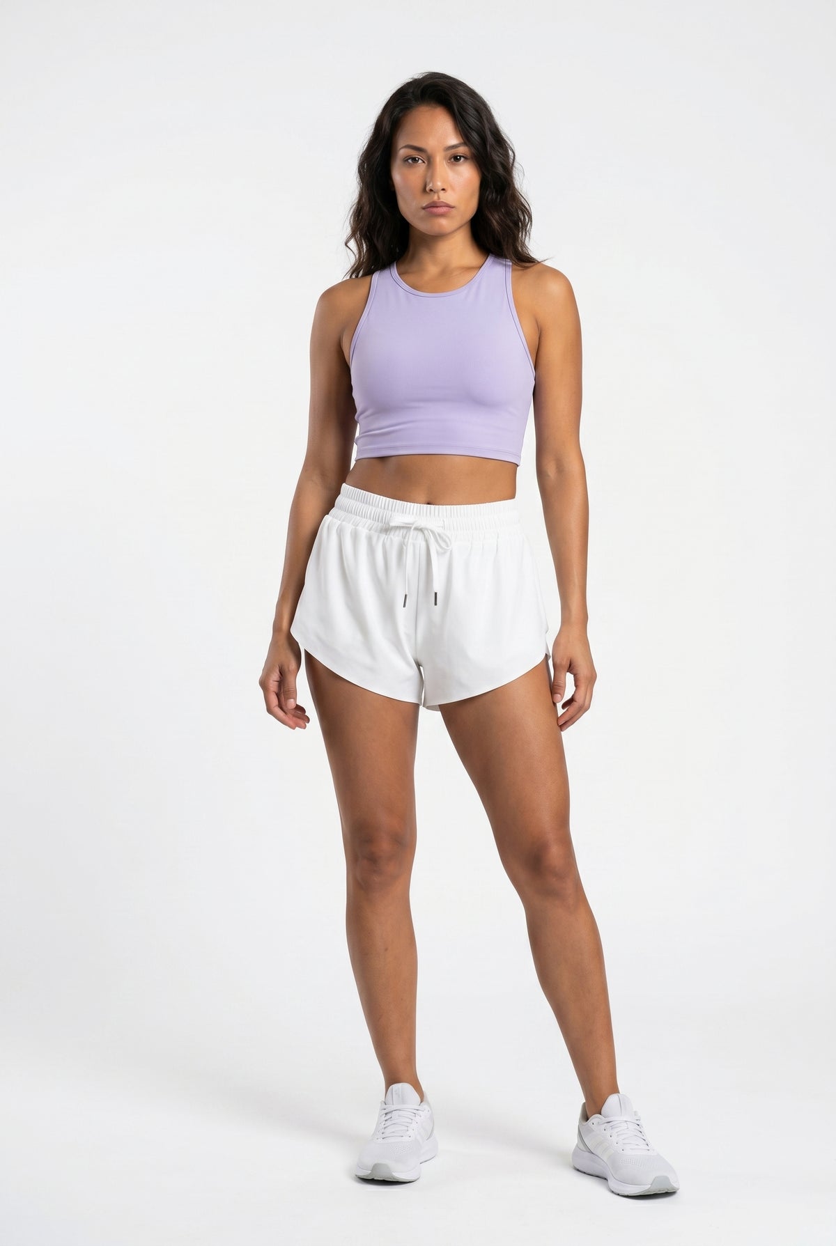 White Nylon Athletic Running Shorts