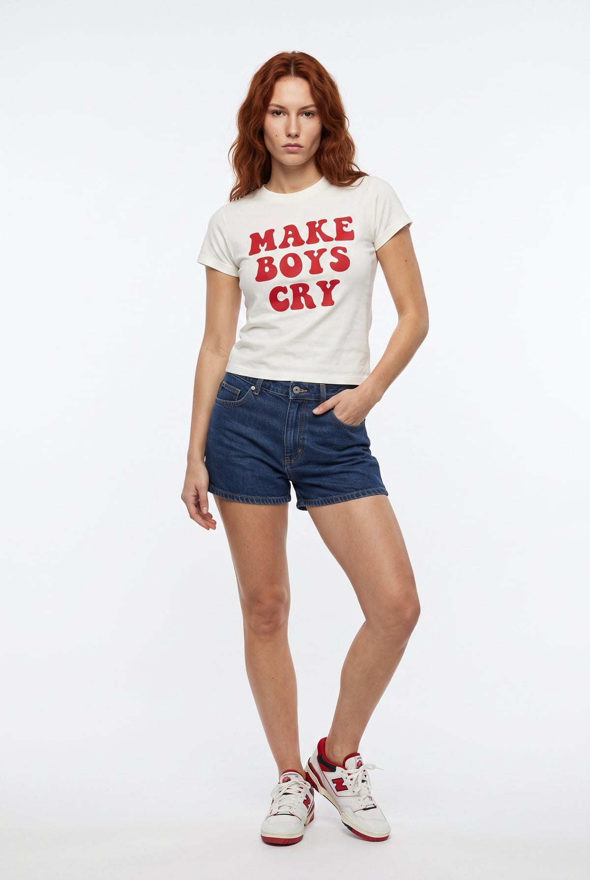 White Graphic Baby Tee Shirt