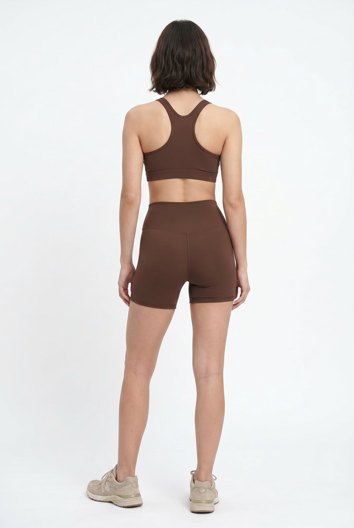 Brown Active Bike Shorts Set
