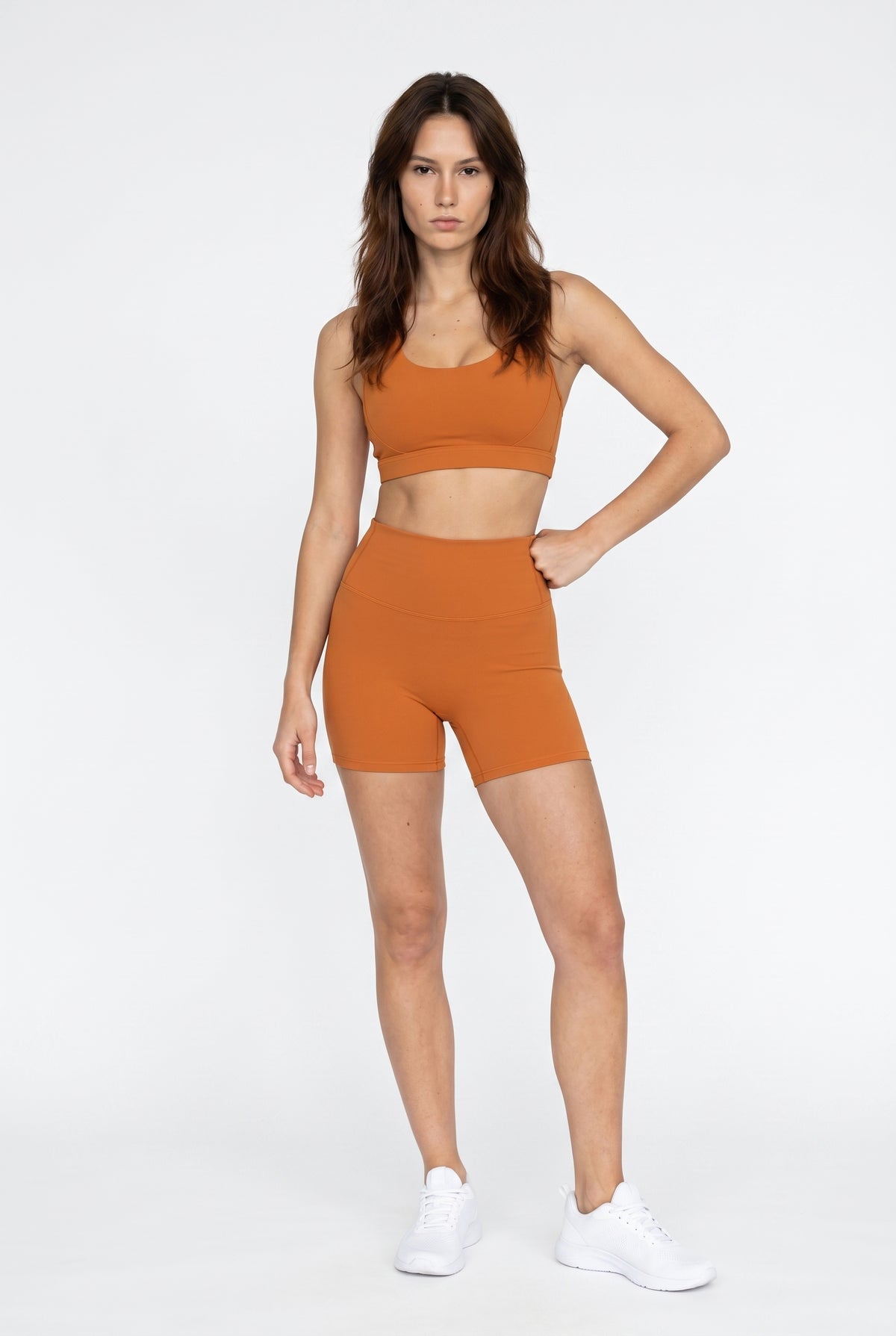 Orange Nylon Bike Shorts Set