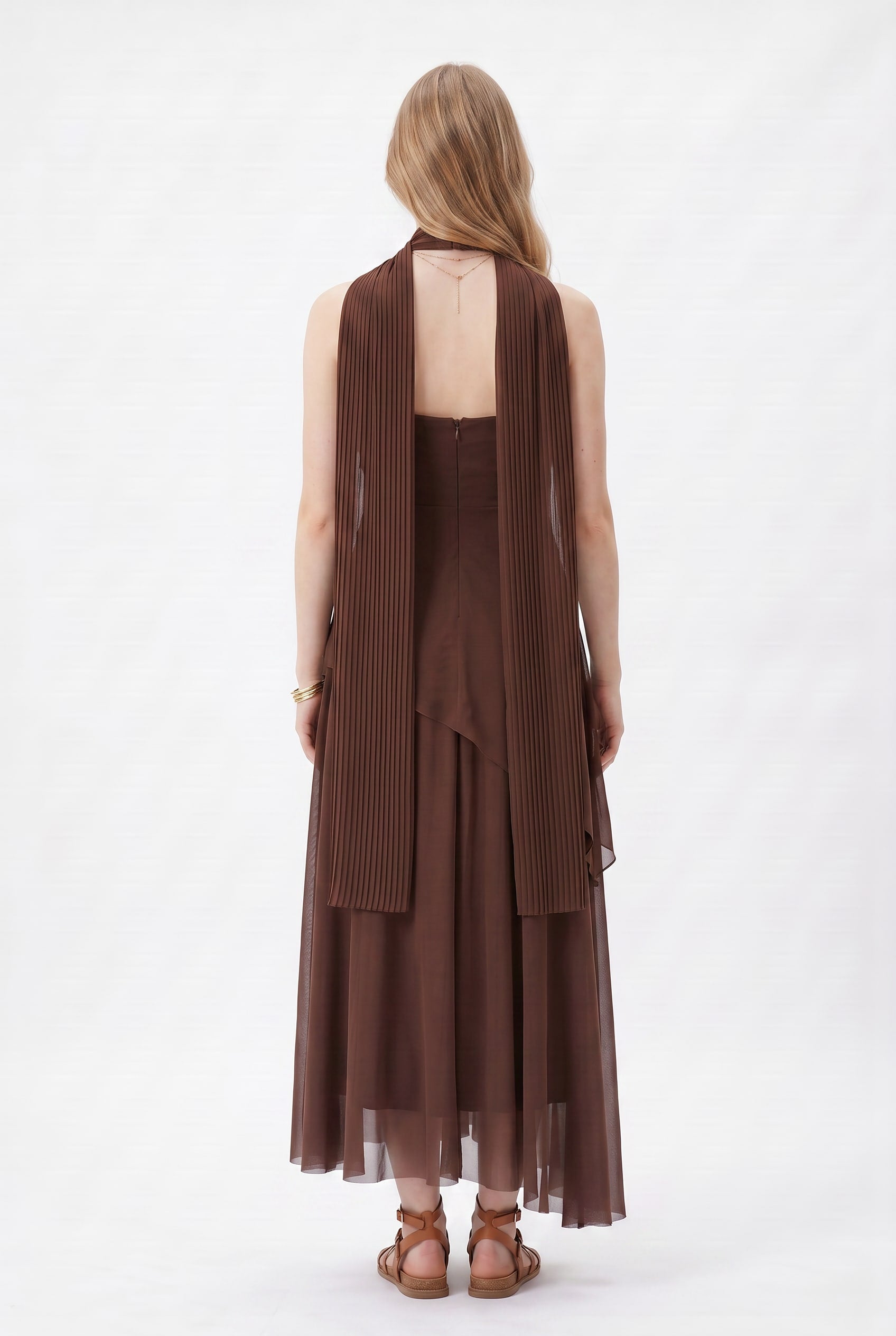 Chocolate Brown Halter Maxi Dress