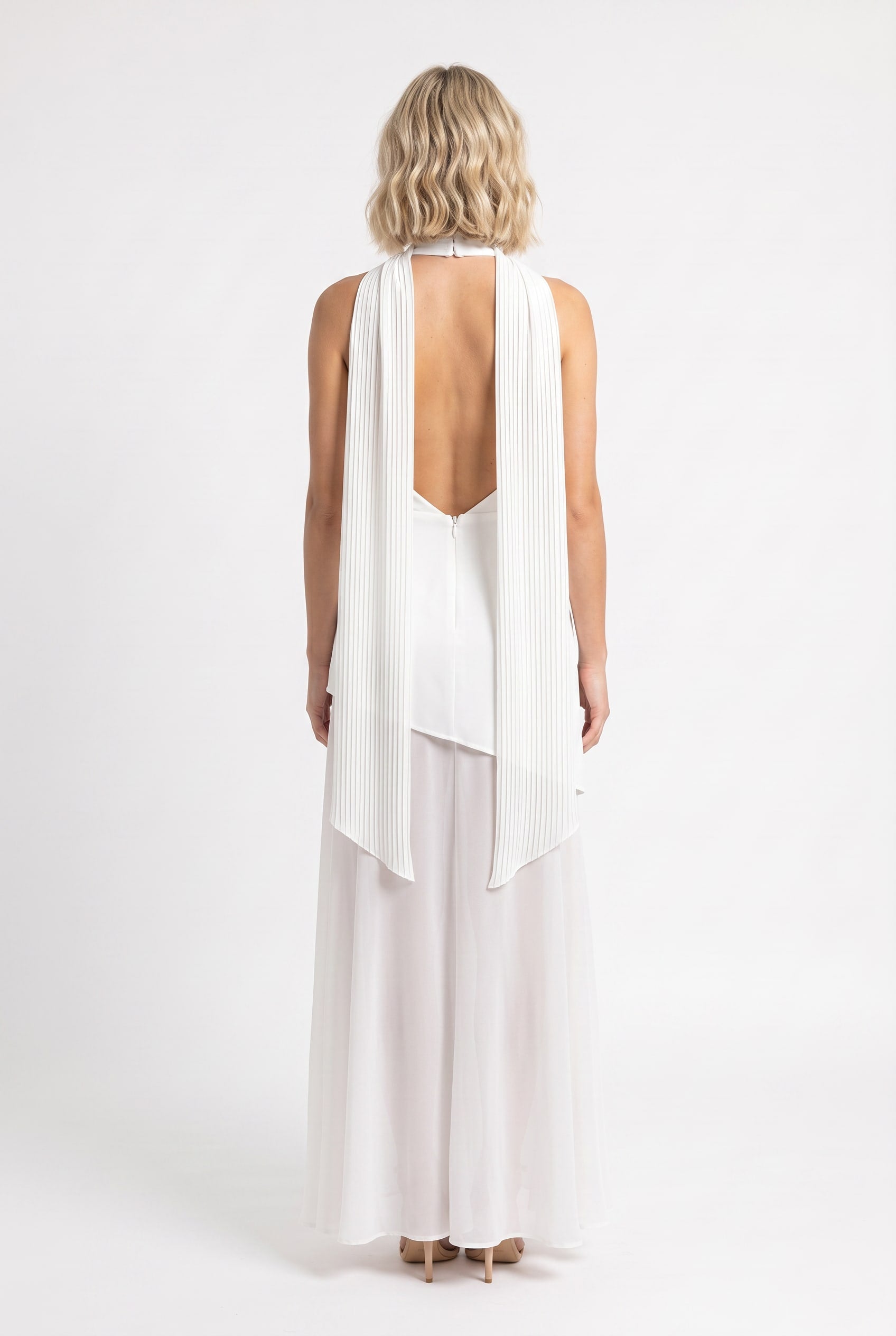 White Asymmetric Choker Maxi Dress
