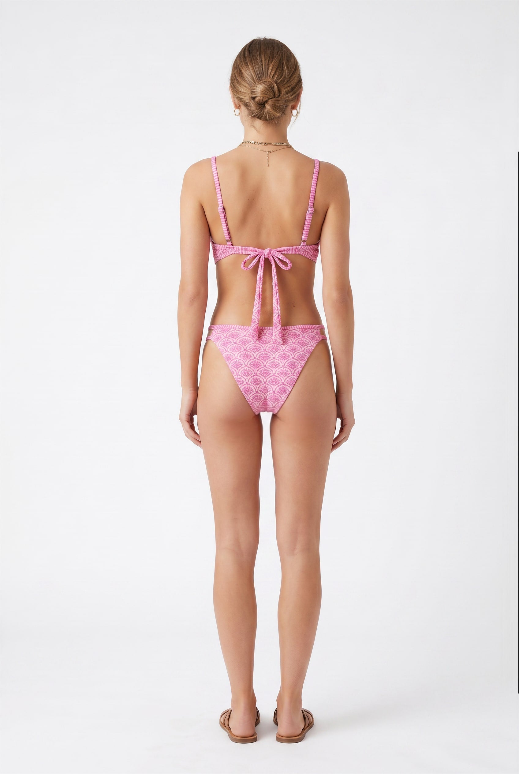 Pink Lace Underwire Bikini Lingerie Set