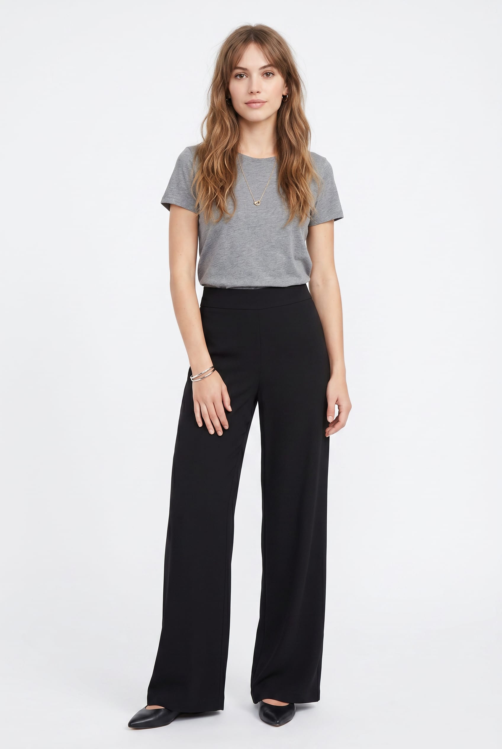 Black Wide Leg Tailored Trousers