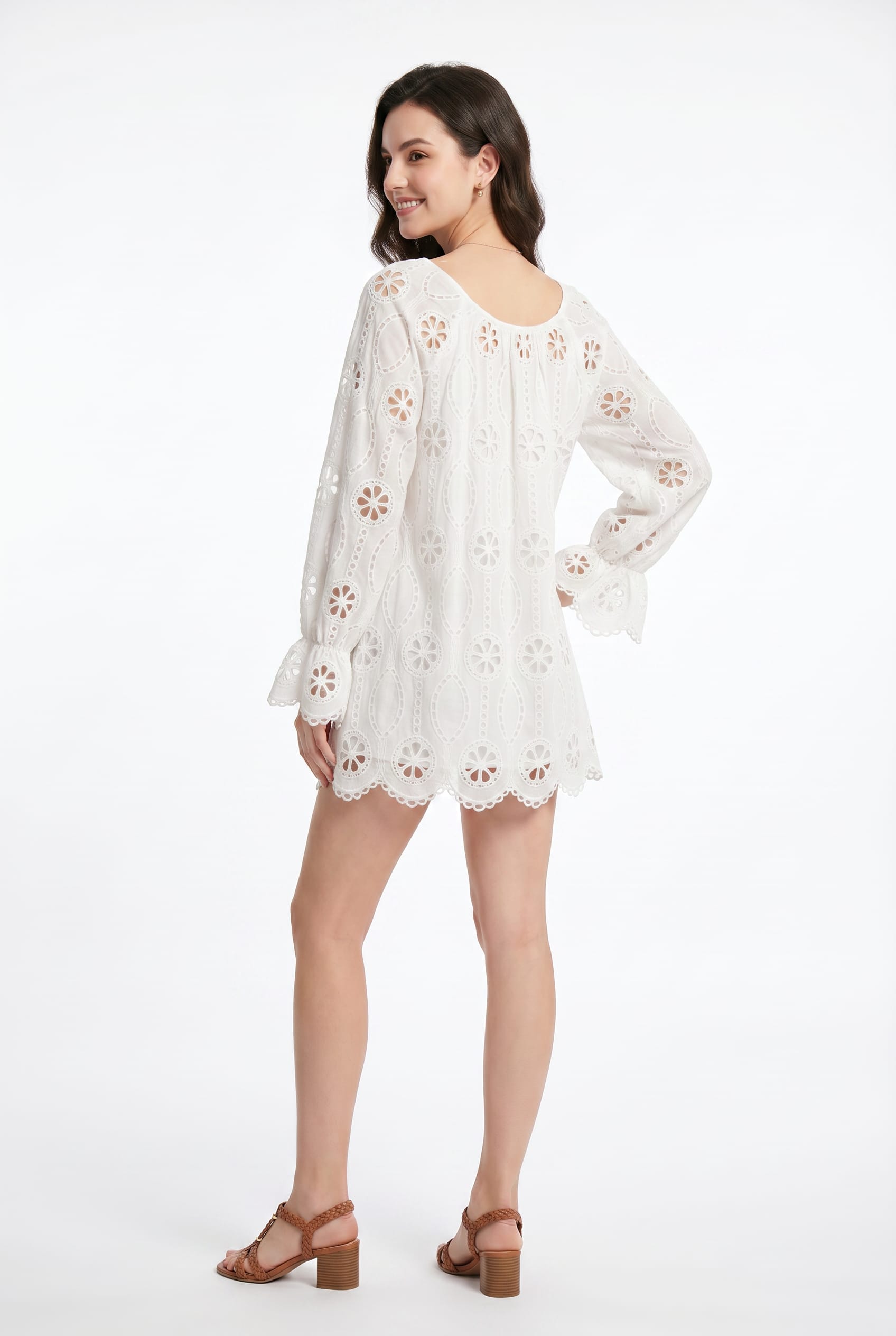 White Eyelet Embroidered Tunic Top