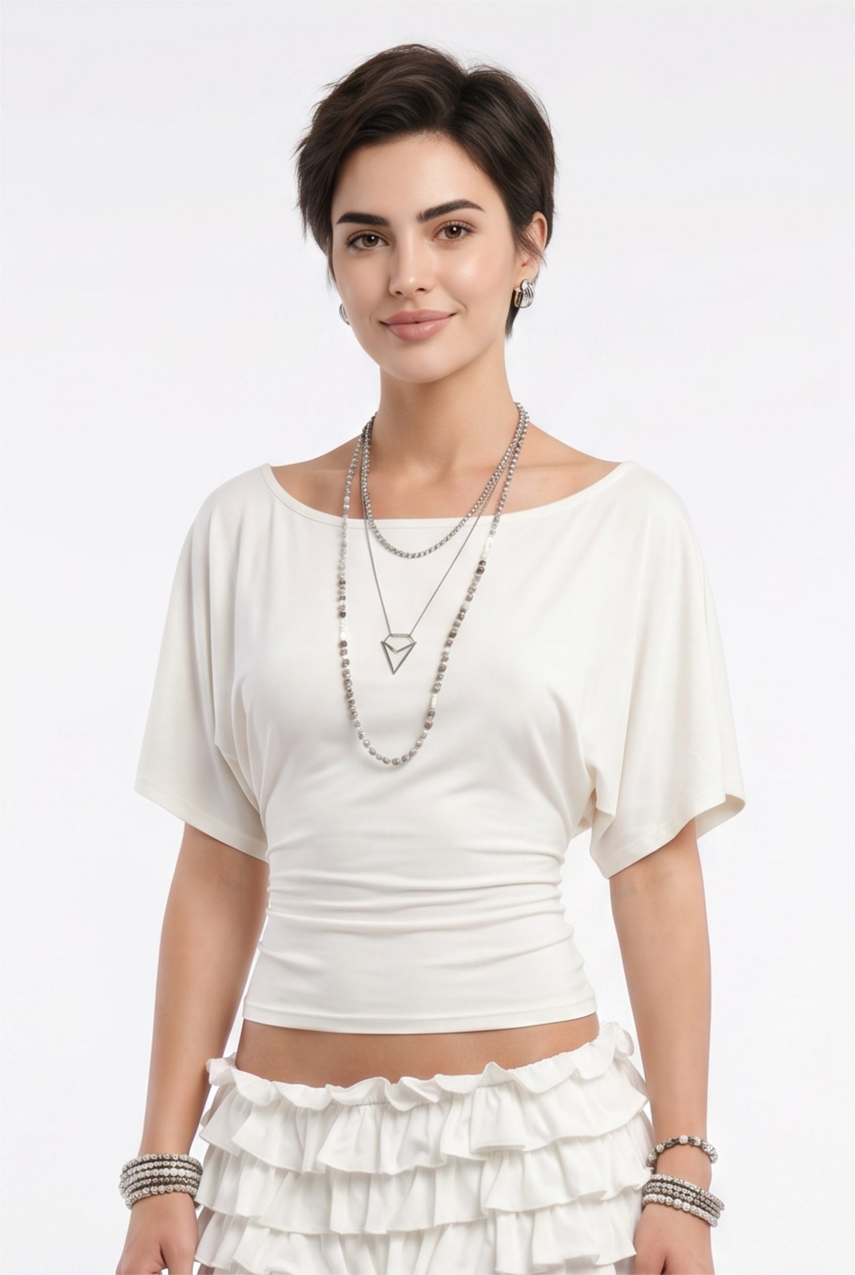 Ivory Dolman Sleeve Ruched Top