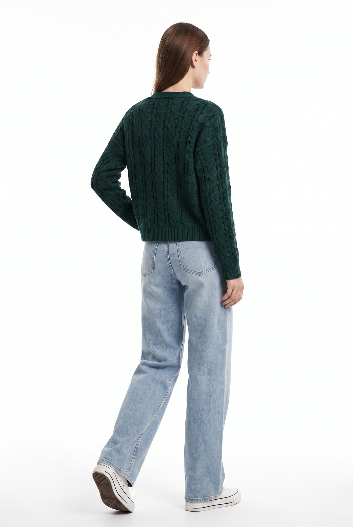 Forest Green Cable Knit Cardigan