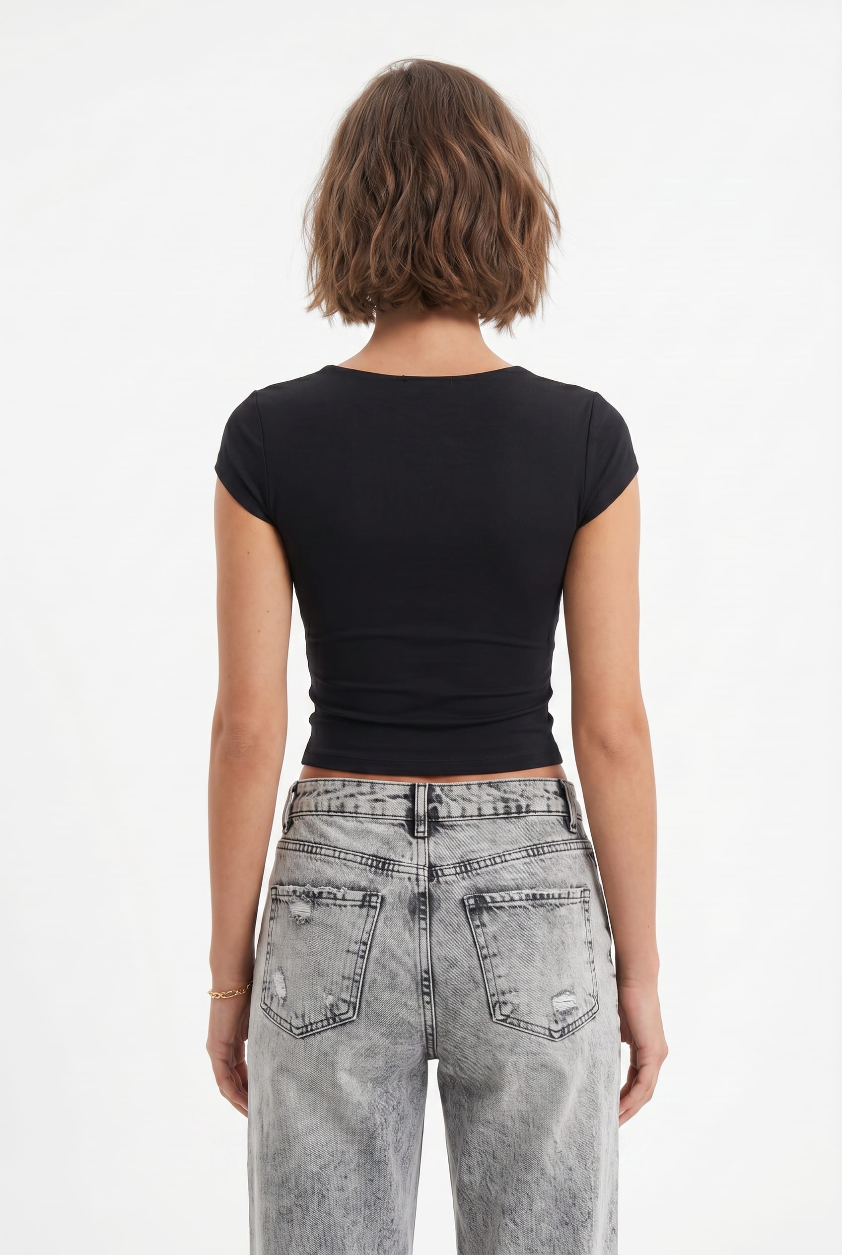 Black Square Neck Crop Top