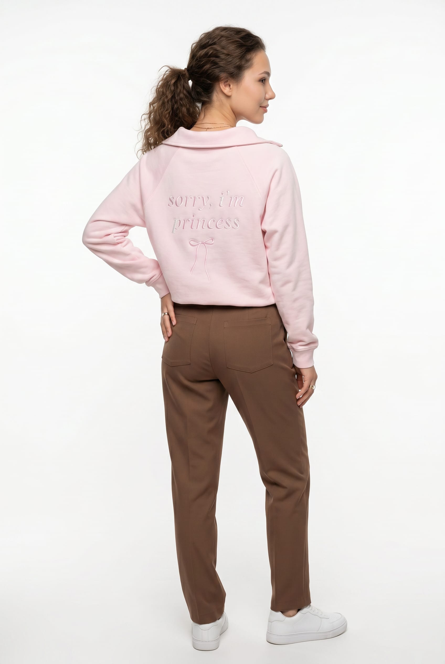Blush Pink Half-Zip Pullover Sweatshirt