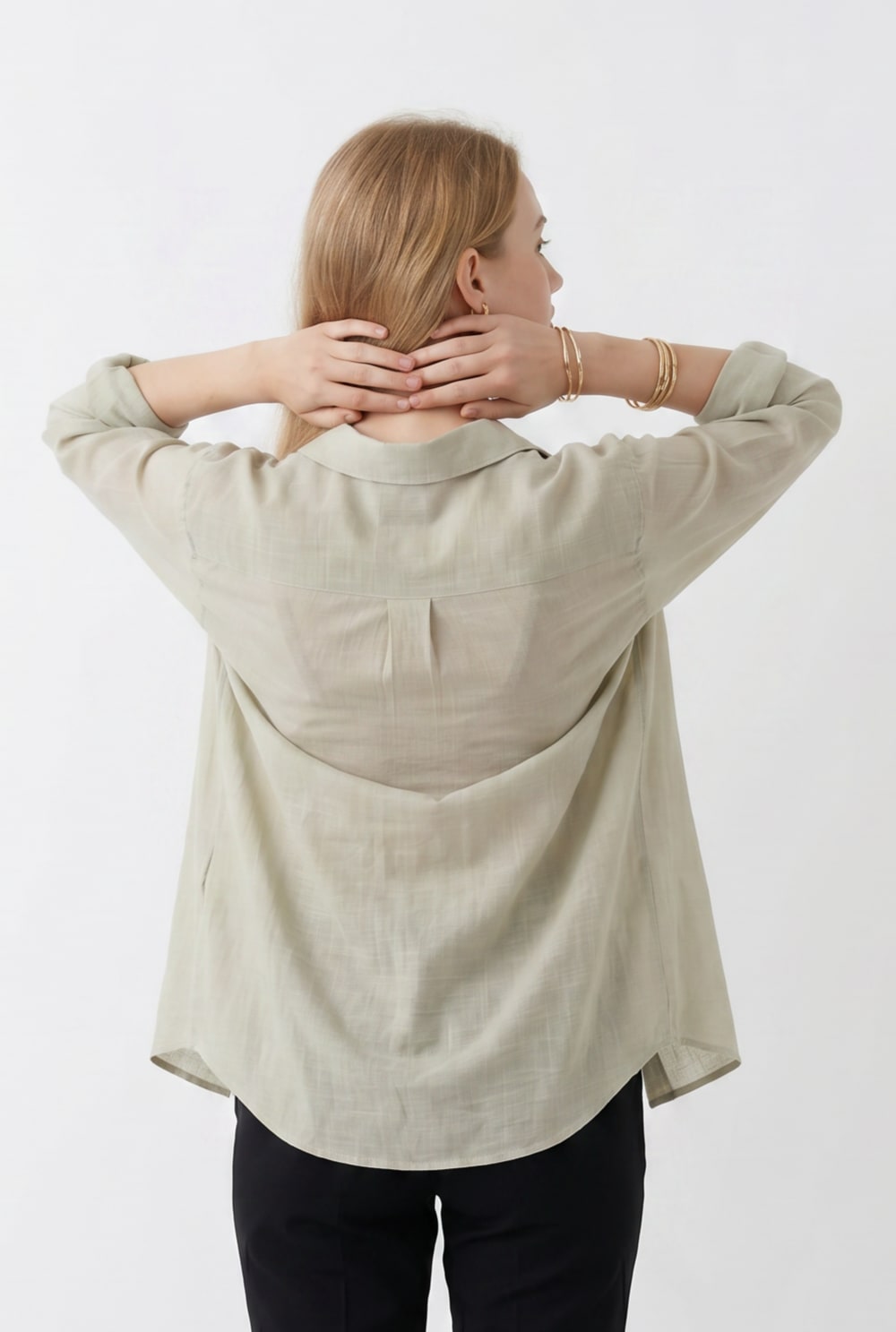 Sage Green Linen Oversized Shirt