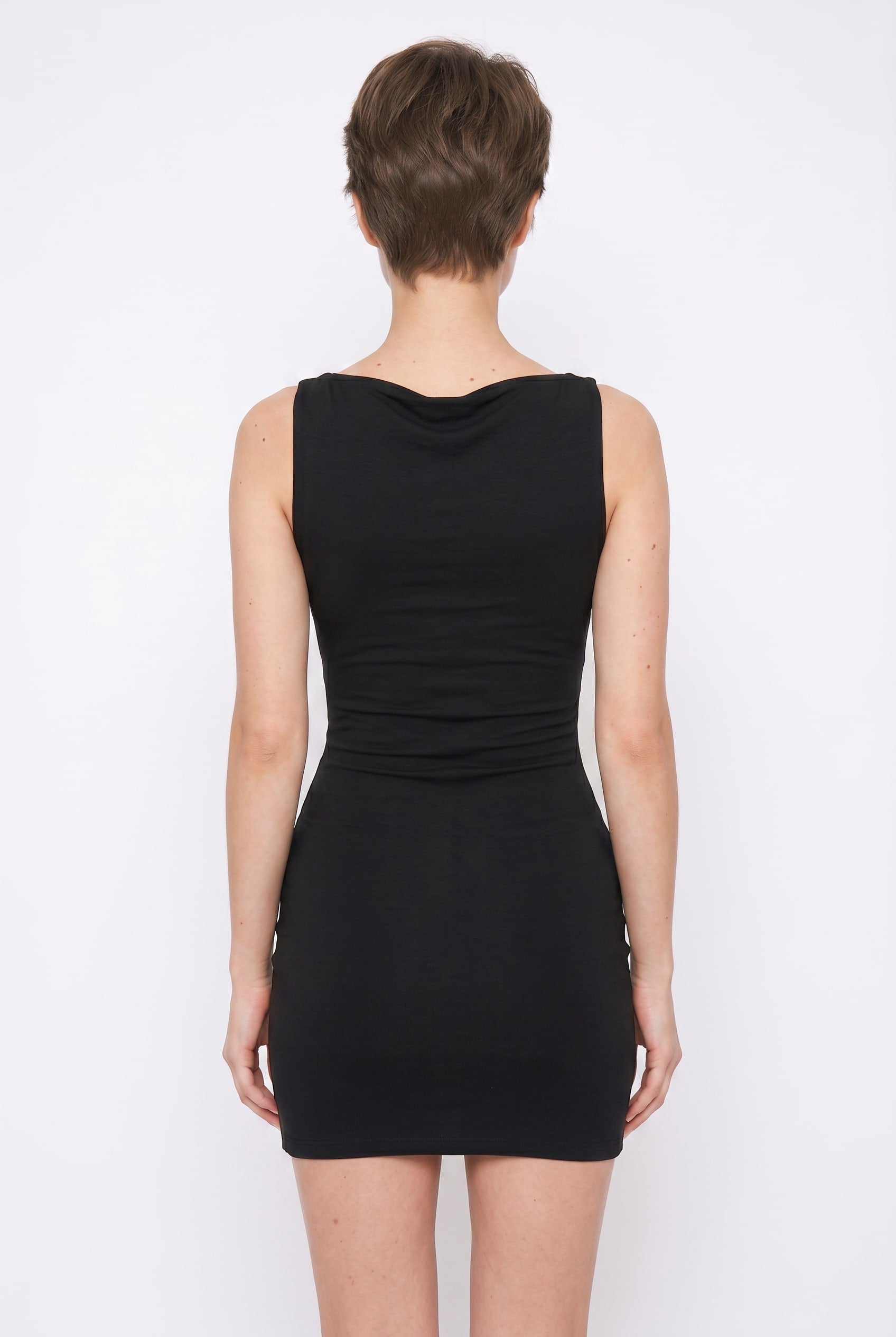 Black Ruched Sleeveless Bodycon Mini Dress